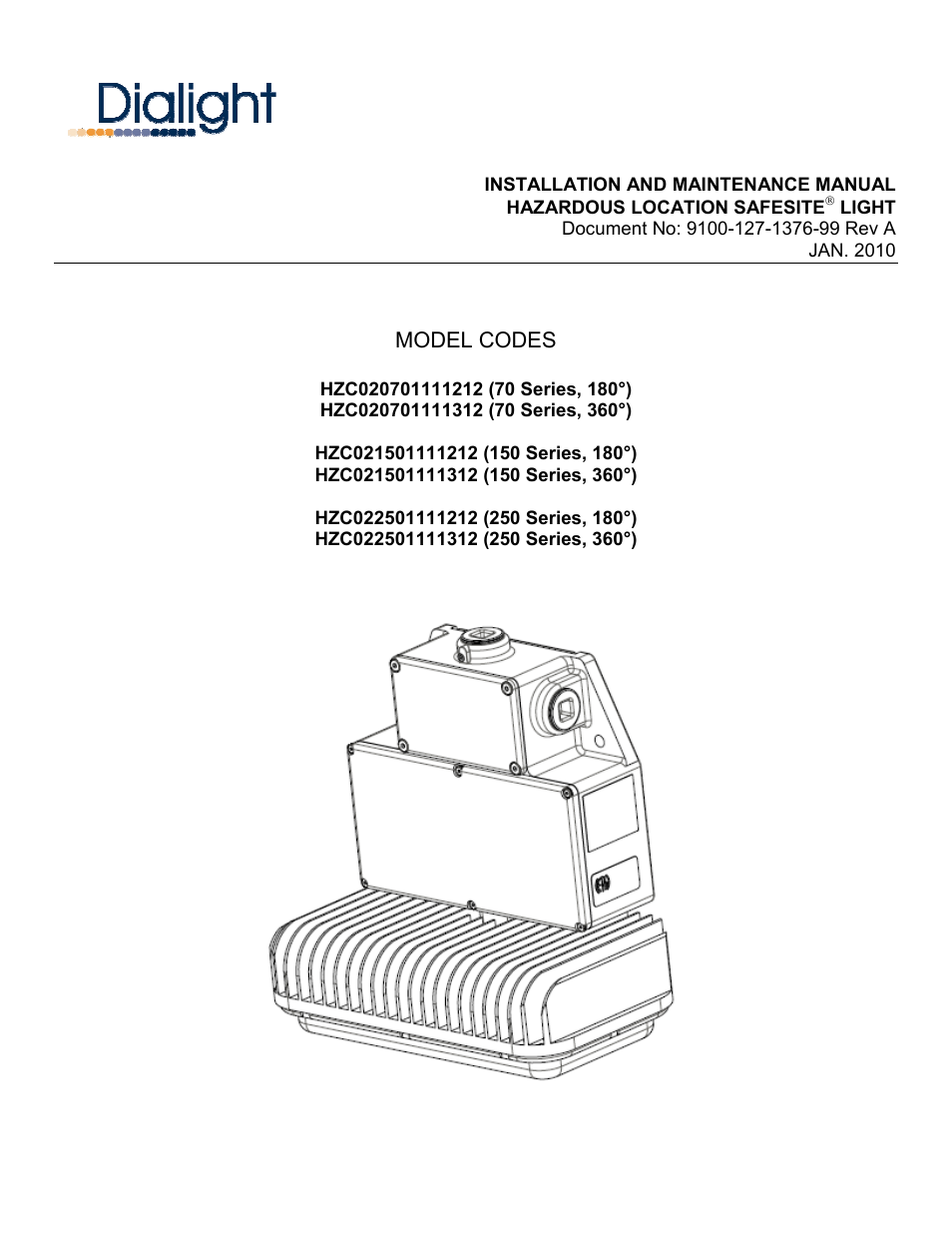 Dialight HZC022501111312 SafeSite LED Area Light (GenI) User Manual | 5 pages