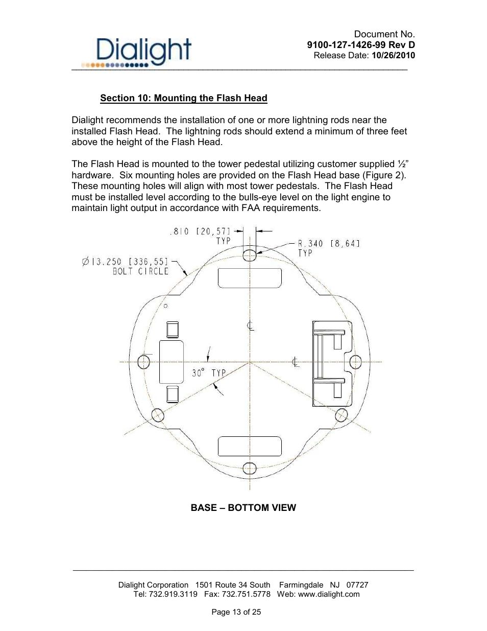 Dialight D1RW-L13-008 Vigilant L866/L885 LED Based Dual Red / White Catenary User Manual | Page 13 / 25