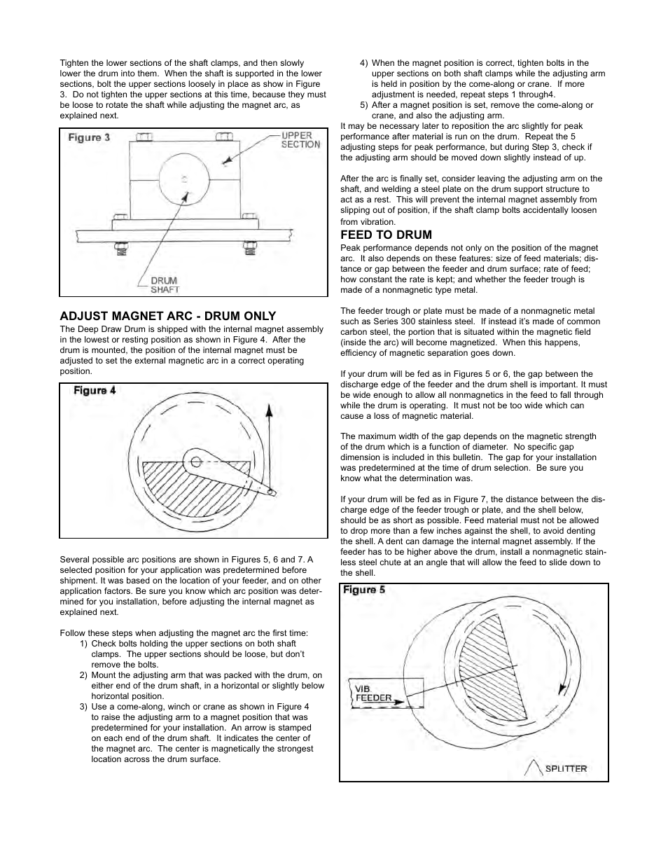 Adjust magnet arc - drum only, Feed to drum | Dings Magnetic Group PERMANENT DEEP DRAW DRUM User Manual | Page 2 / 4