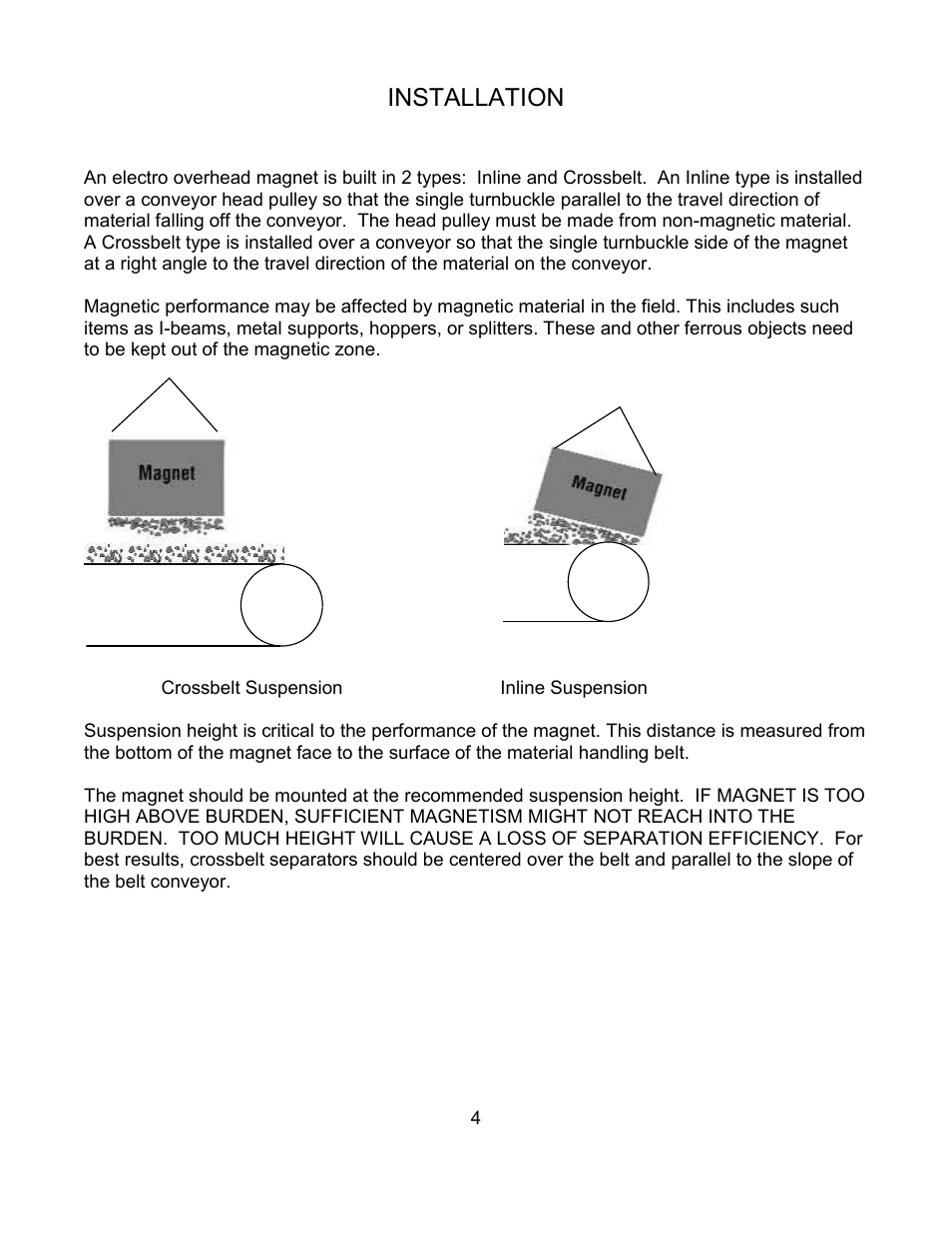 Installation | Dings Magnetic Group Stationary Electro Overhead Magnets User Manual | Page 6 / 14