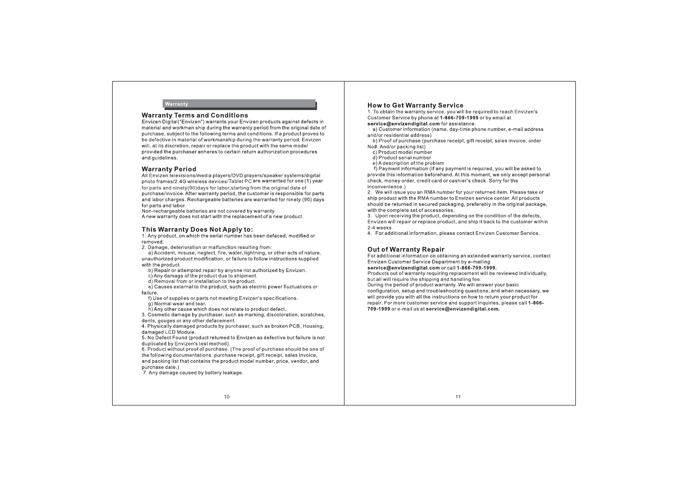 Envizen V100M User Manual | Page 8 / 8