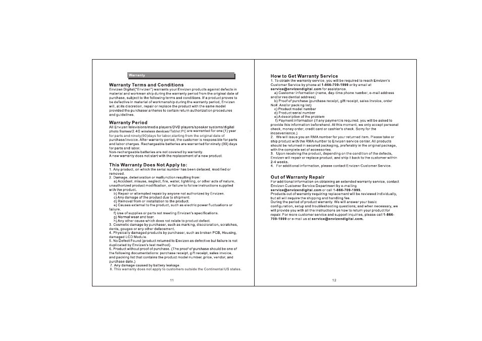 Envizen V100MD User Manual | Page 9 / 9