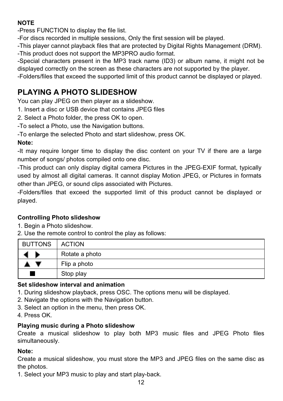 Playing a photo slideshow | Envizen BDP-M1061 User Manual User Manual | Page 13 / 24