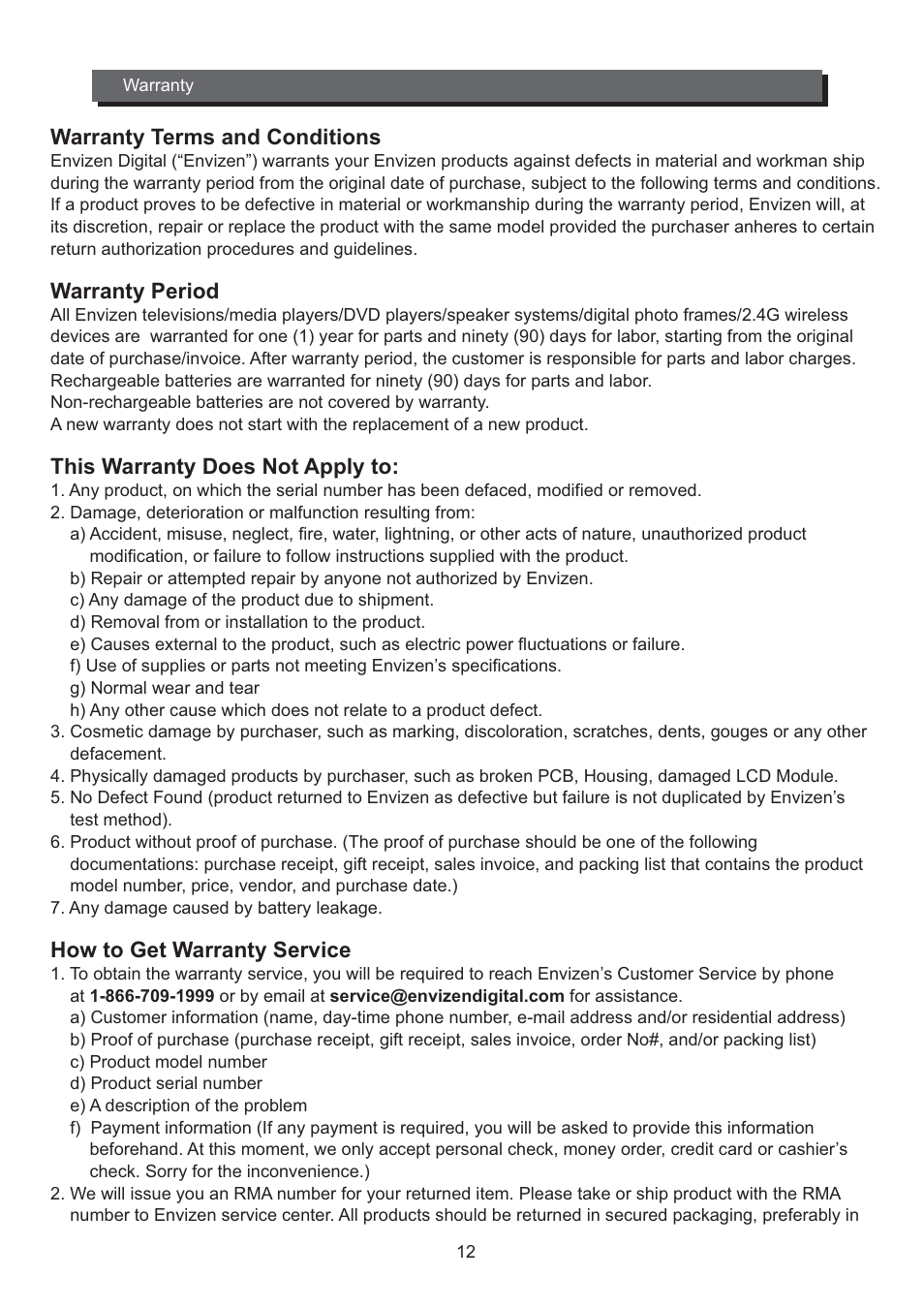 Envizen HR701 User Manual | Page 14 / 15