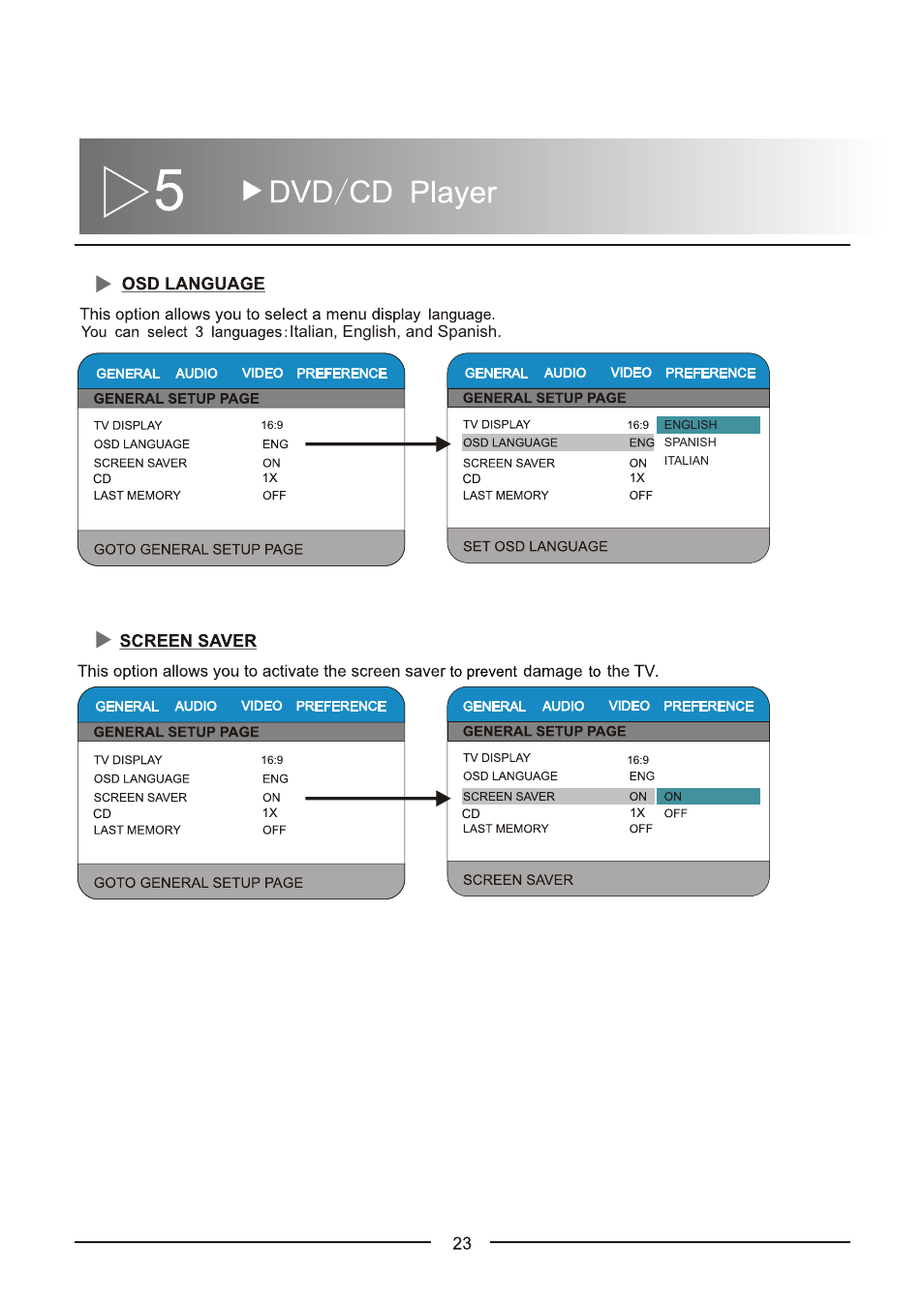 Italian, english, and spanish | Envizen ED8890A User Manual User Manual | Page 26 / 40