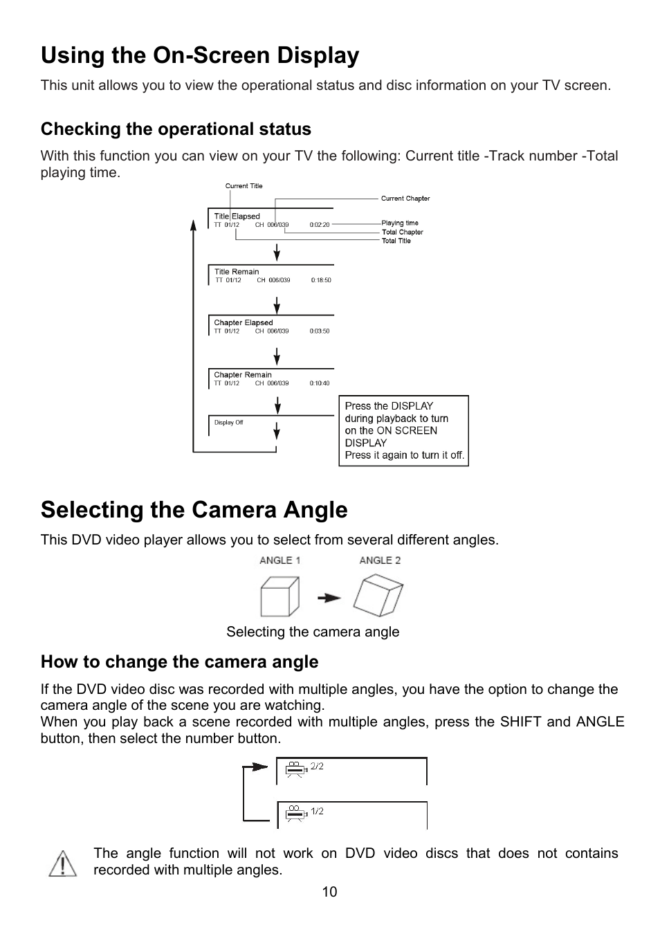 Using the on-screen display, Selecting the camera angle | Envizen MDP1008 User Manual User Manual | Page 11 / 15