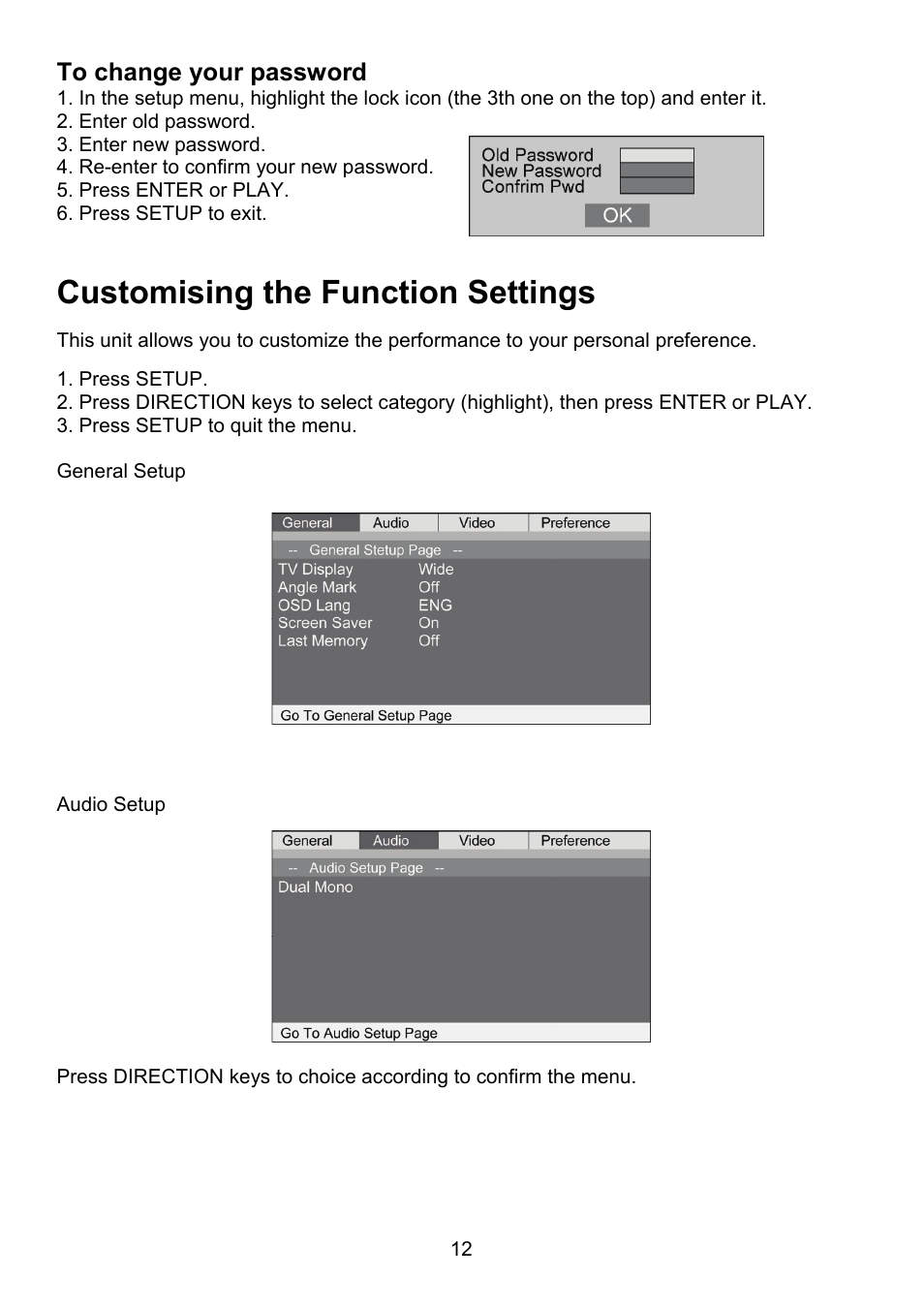 Customising the function settings | Envizen MDP1008 User Manual User Manual | Page 13 / 15