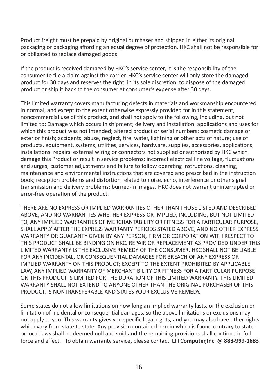 HKC P886A User Manual | Page 18 / 20