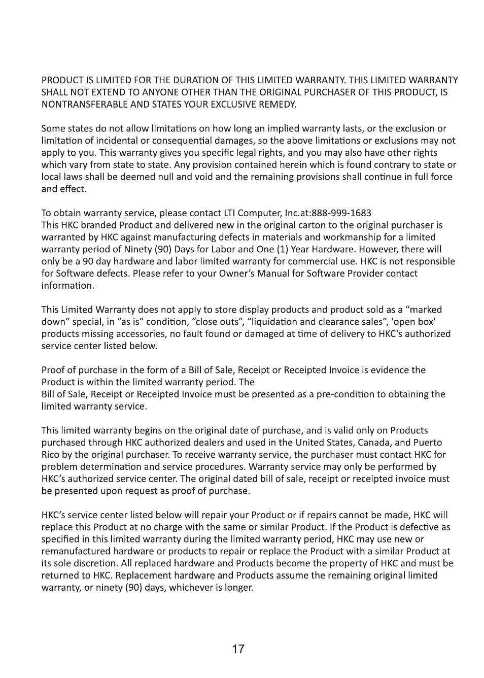 HKC P778A User Manual | Page 18 / 20