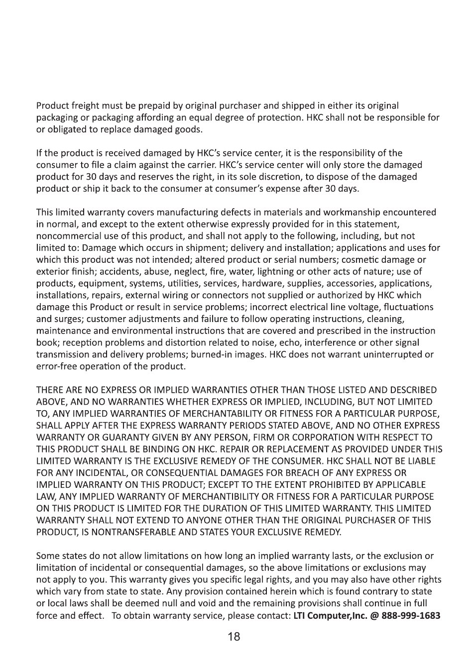 HKC P778A User Manual | Page 19 / 20