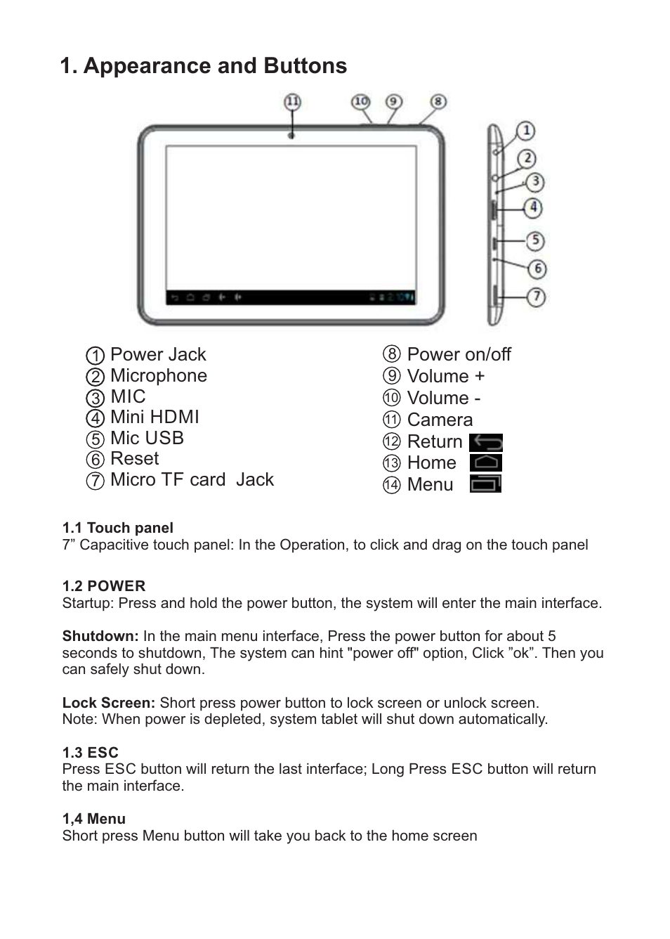 Appearance and buttons | HKC P778A User Manual | Page 4 / 20