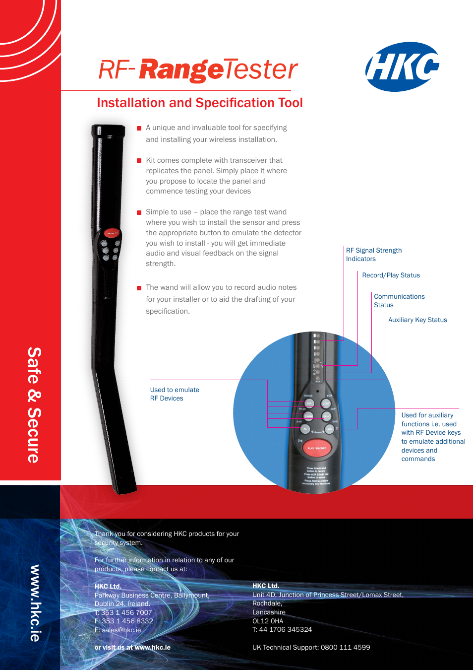 HKC security RF Range Tester Kit User Manual | 1 page