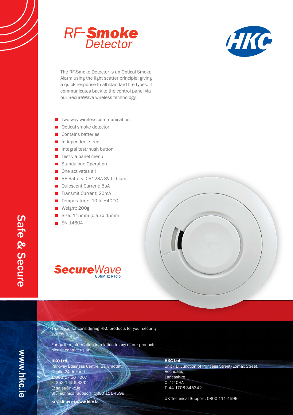 HKC security RF Smoke Detector User Manual | 1 page