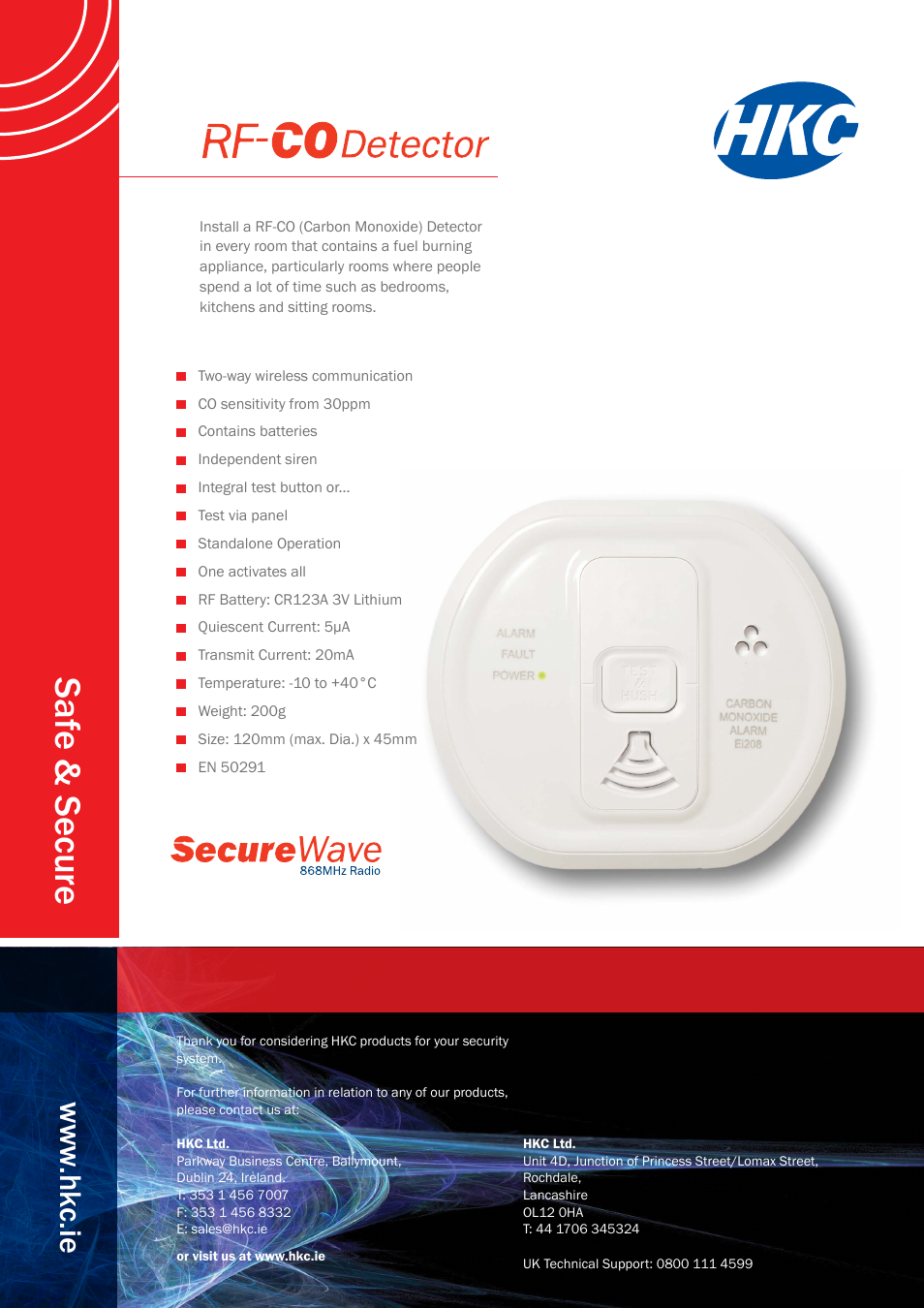HKC security RF Carbon Monoxide User Manual | 1 page