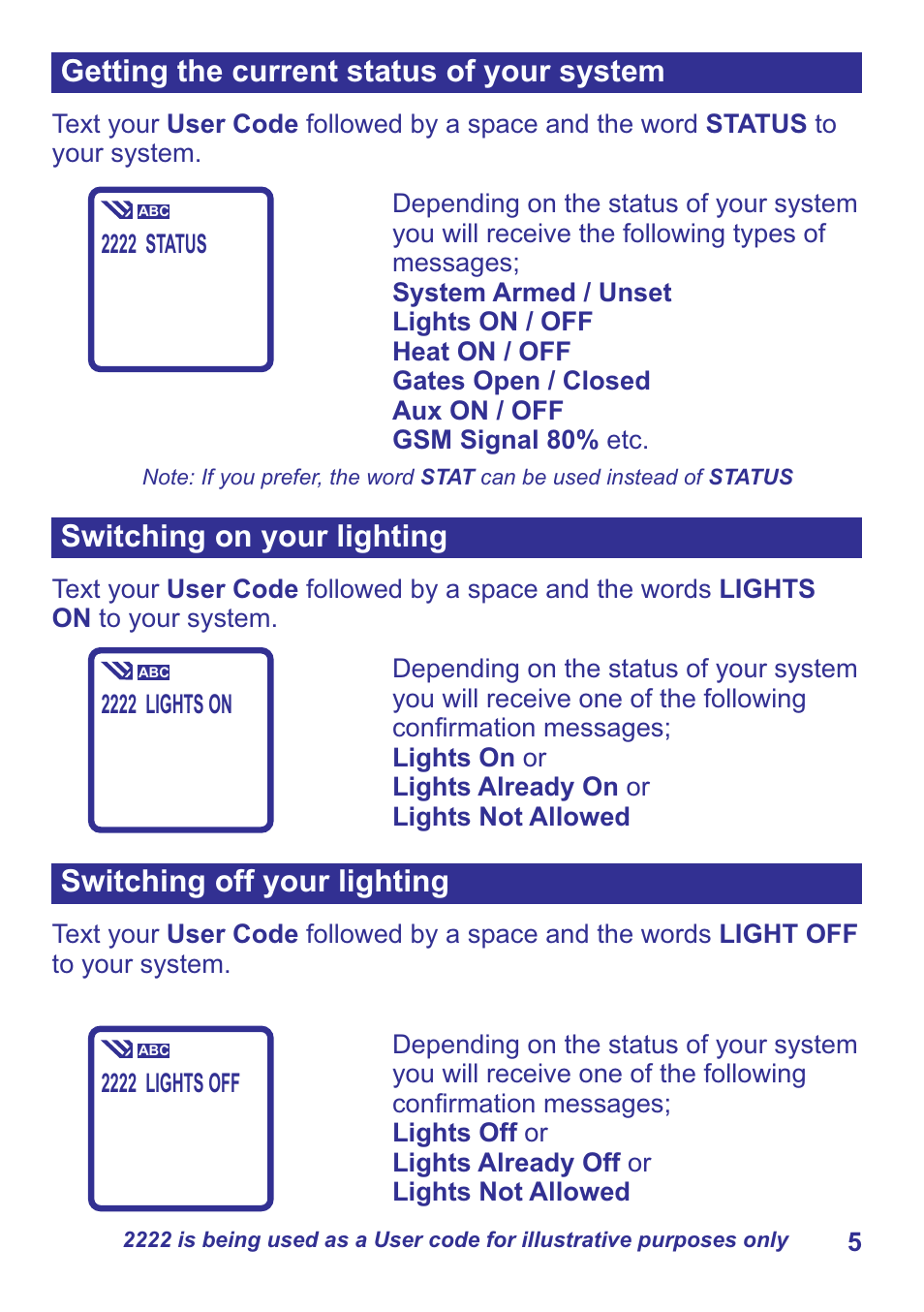 Getting the current status of your system | HKC security GSM-P User Manual | Page 5 / 7