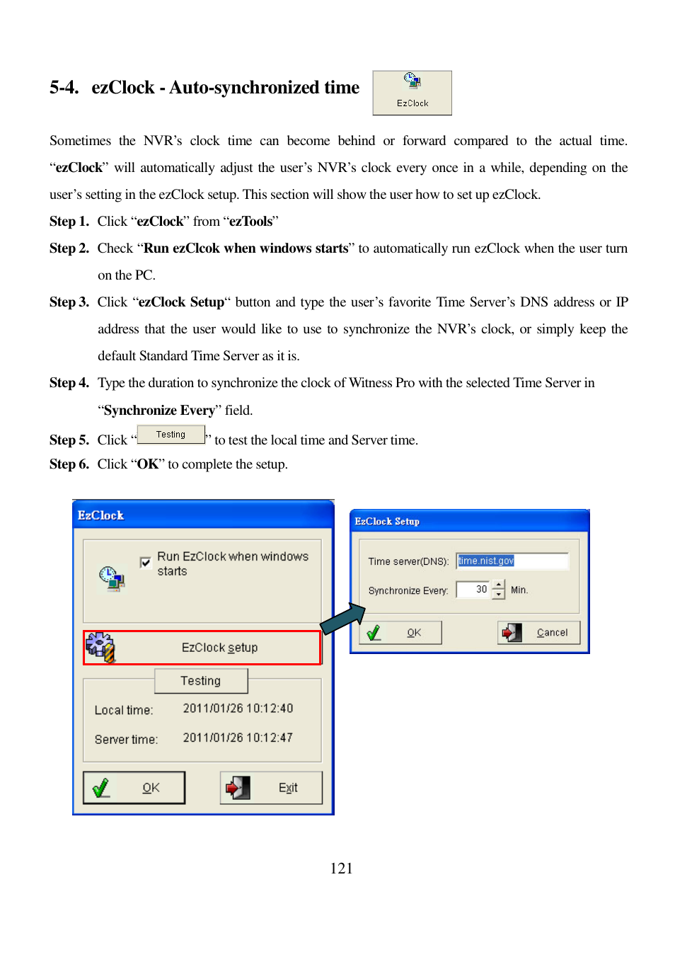 4. ezclock - auto-synchronized time | I-View AnyNet-0401Mini Embedded NVR User Manual | Page 121 / 169