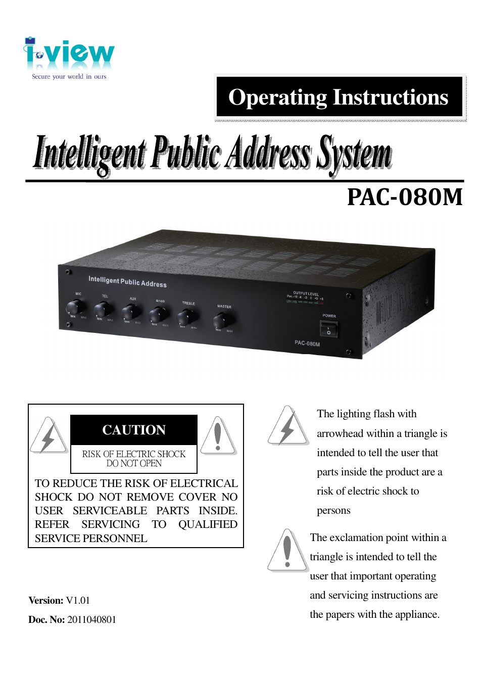 I-View PAC-080M Intelligent Audio Amplifier User Manual | 14 pages