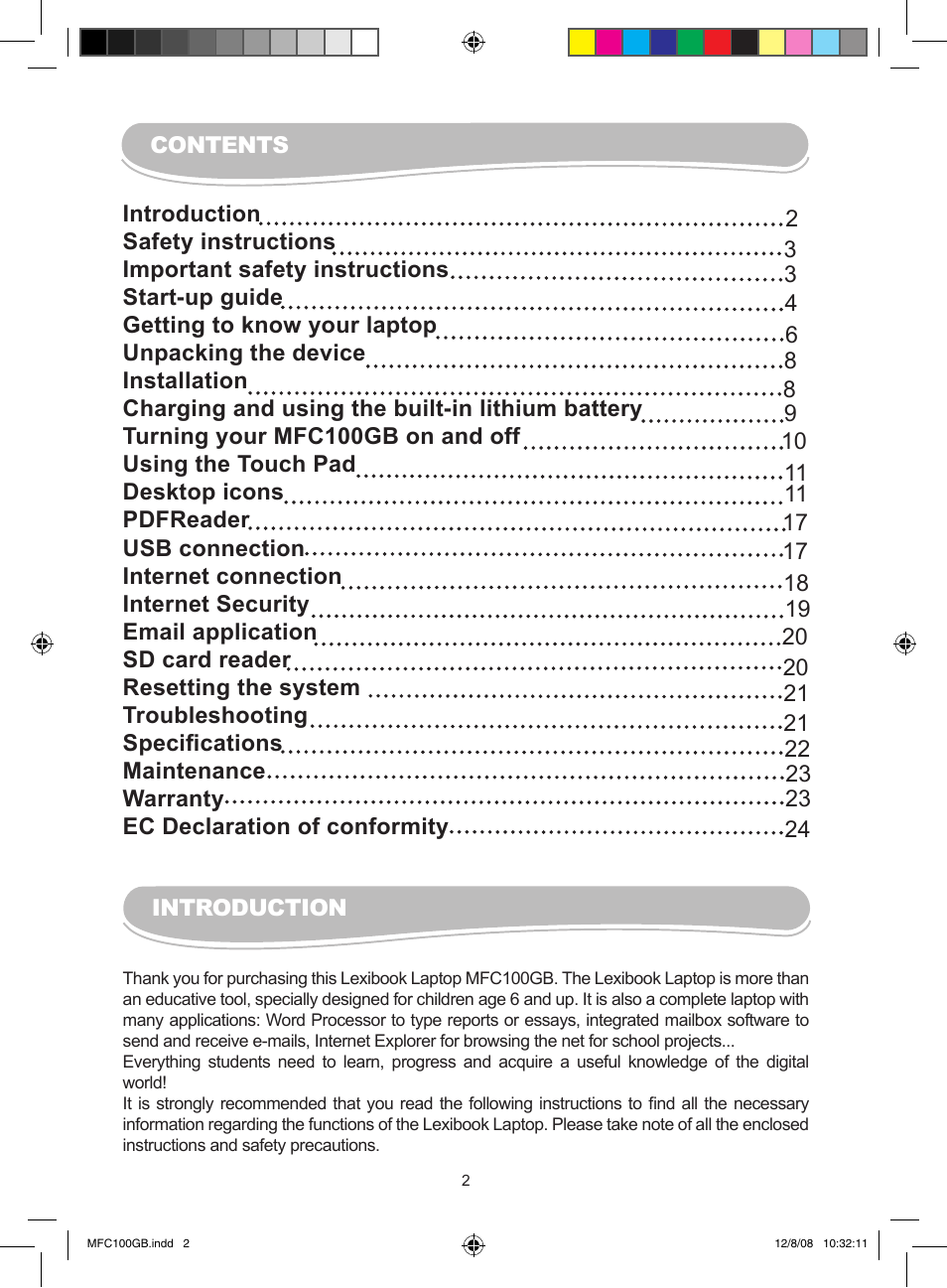 Lexibook MFC100GB User Manual | Page 2 / 24