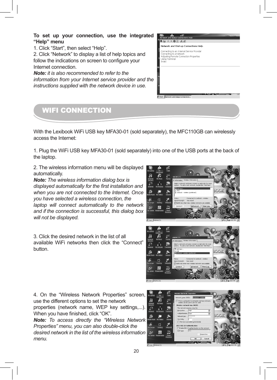 Wifi connection | Lexibook MFC110GB User Manual | Page 20 / 27