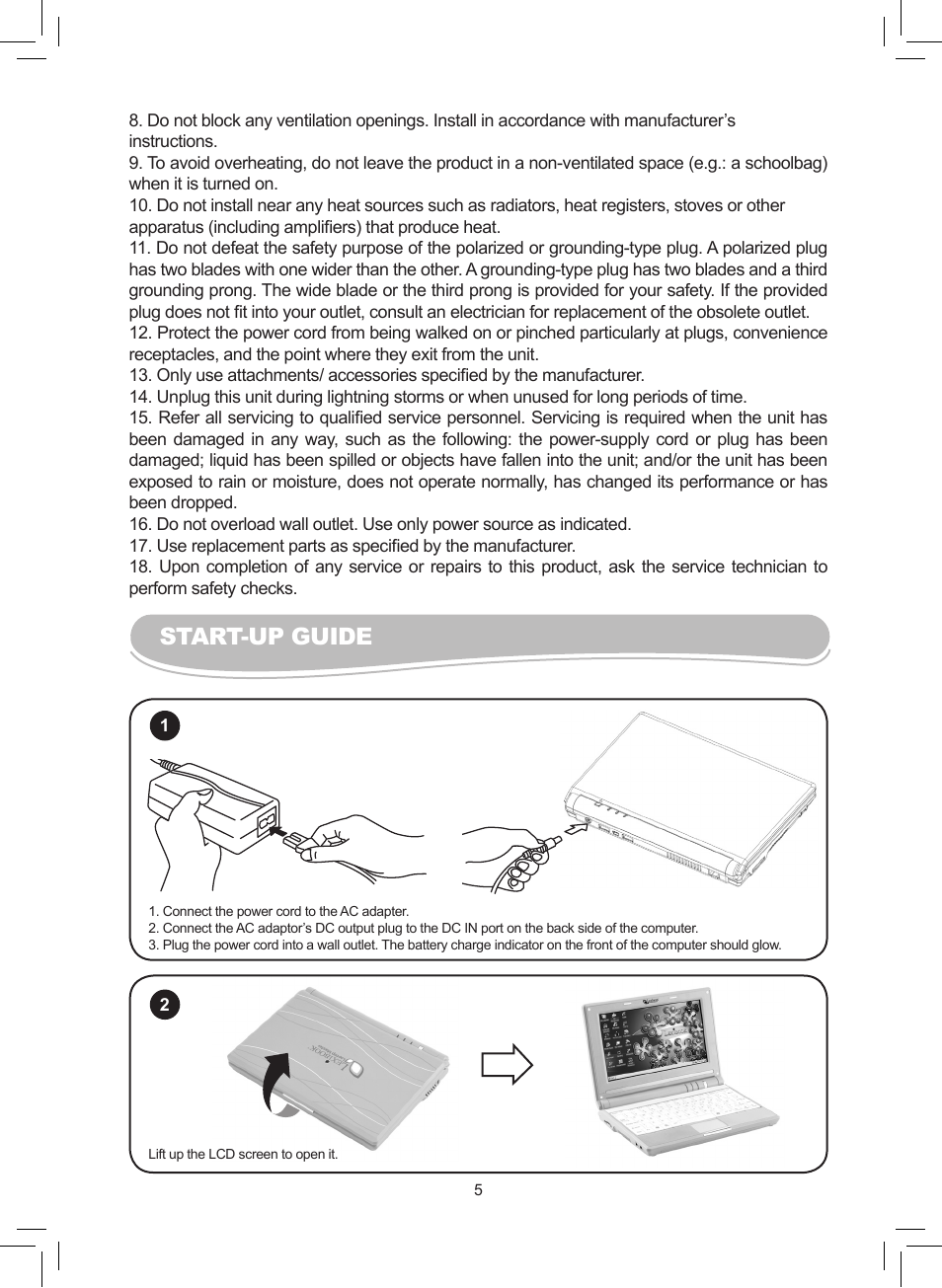 Start-up guide | Lexibook MFC110GB User Manual | Page 5 / 27