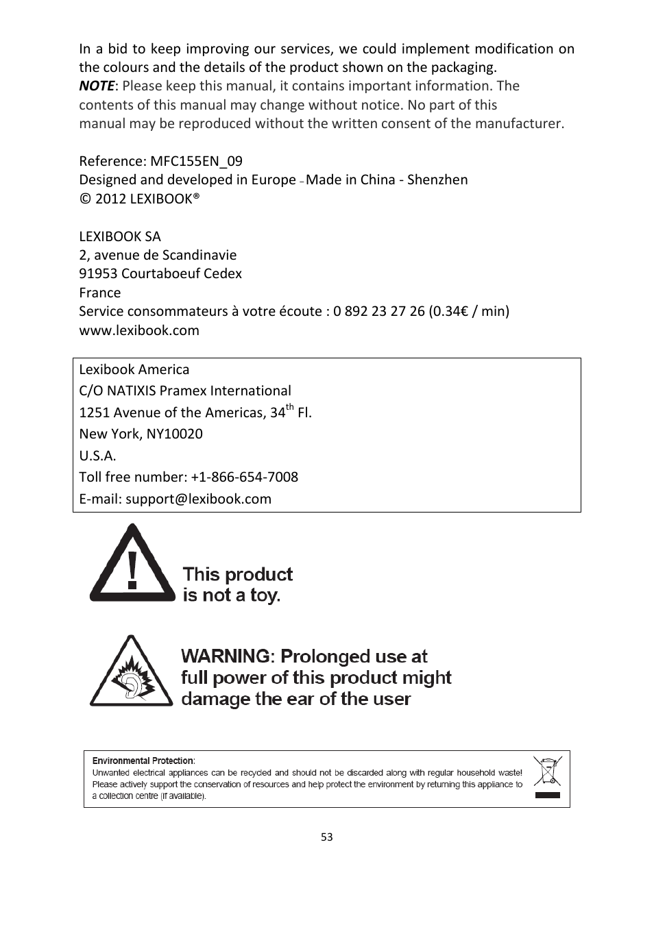 Lexibook MFC155EN User Manual | Page 53 / 54