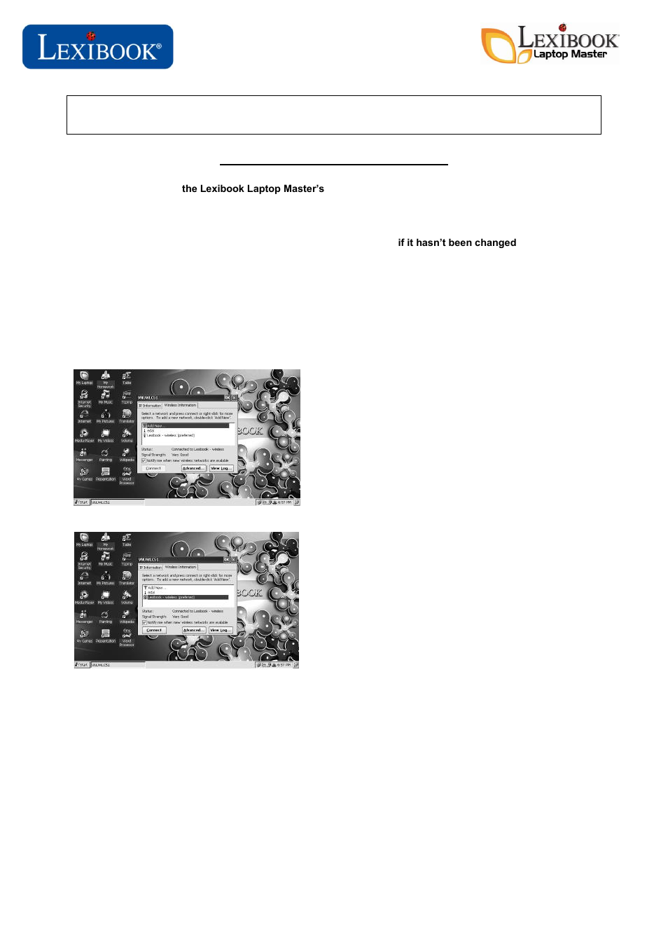 Lexibook LAPTOP MASTER MFC105/MFC110 Wi-Fi INSTALLATION User Manual | 2 pages