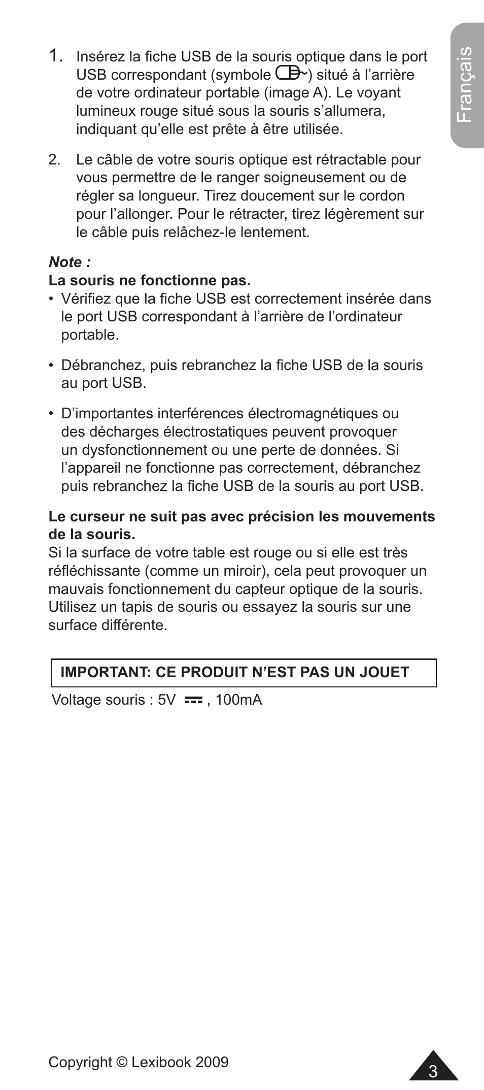 Français | Lexibook MFA10-01/MFA10WW1 User Manual | Page 3 / 22