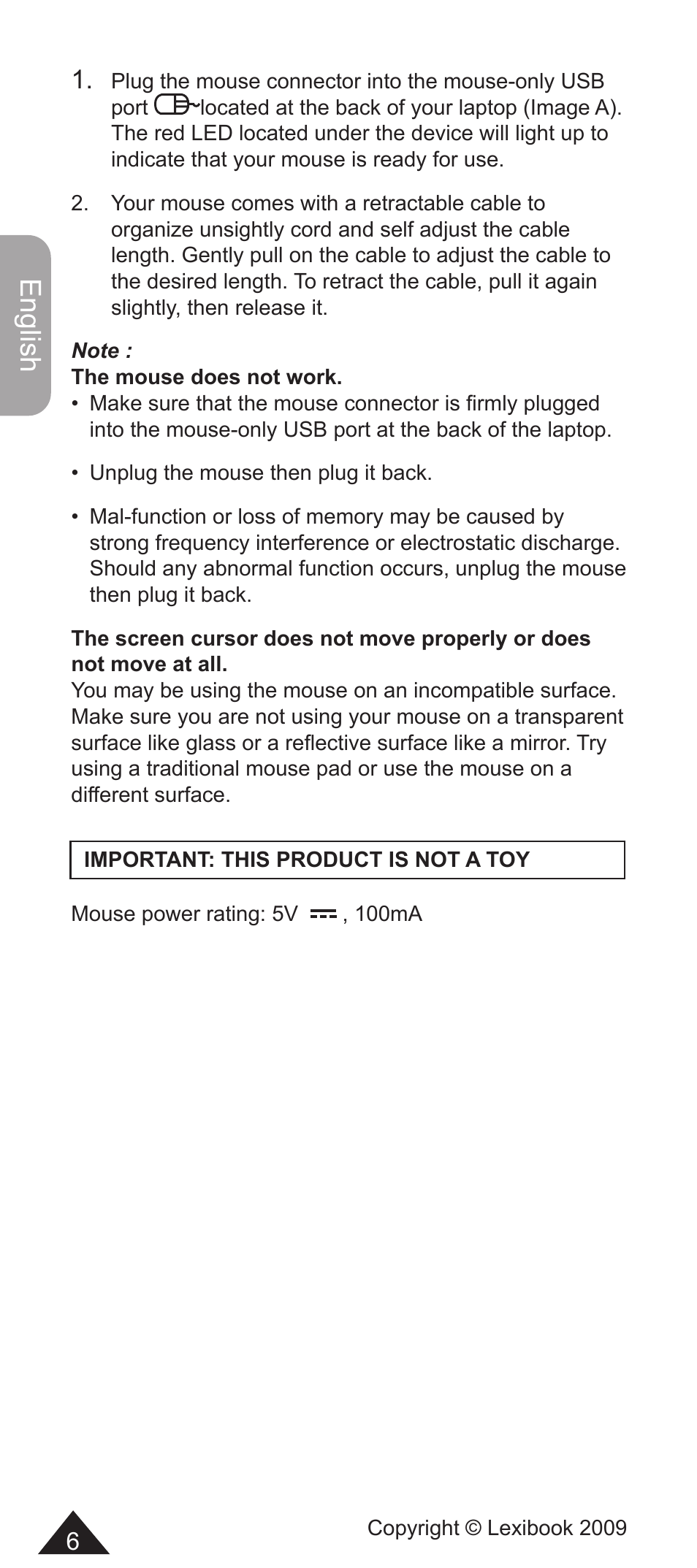 English | Lexibook MFA10-01/MFA10WW1 User Manual | Page 6 / 22