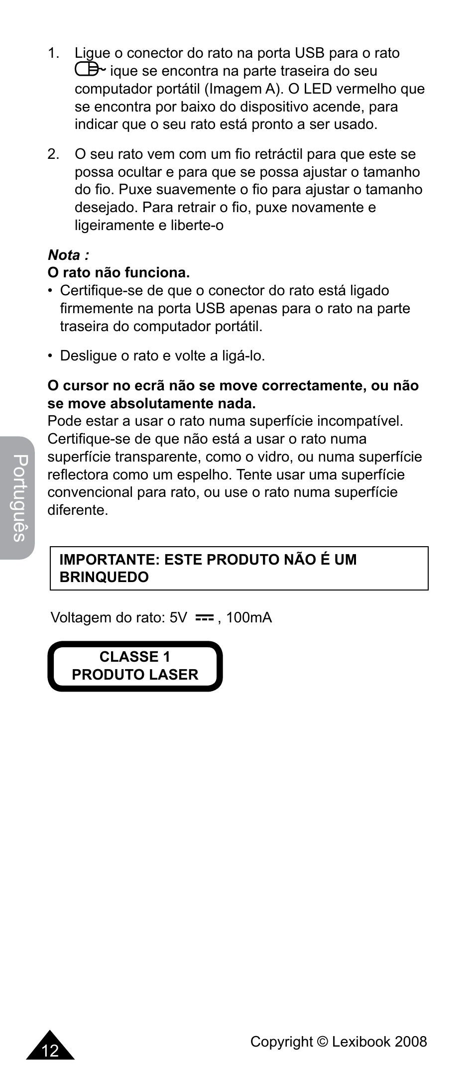 Português | Lexibook MFA10 User Manual | Page 12 / 22