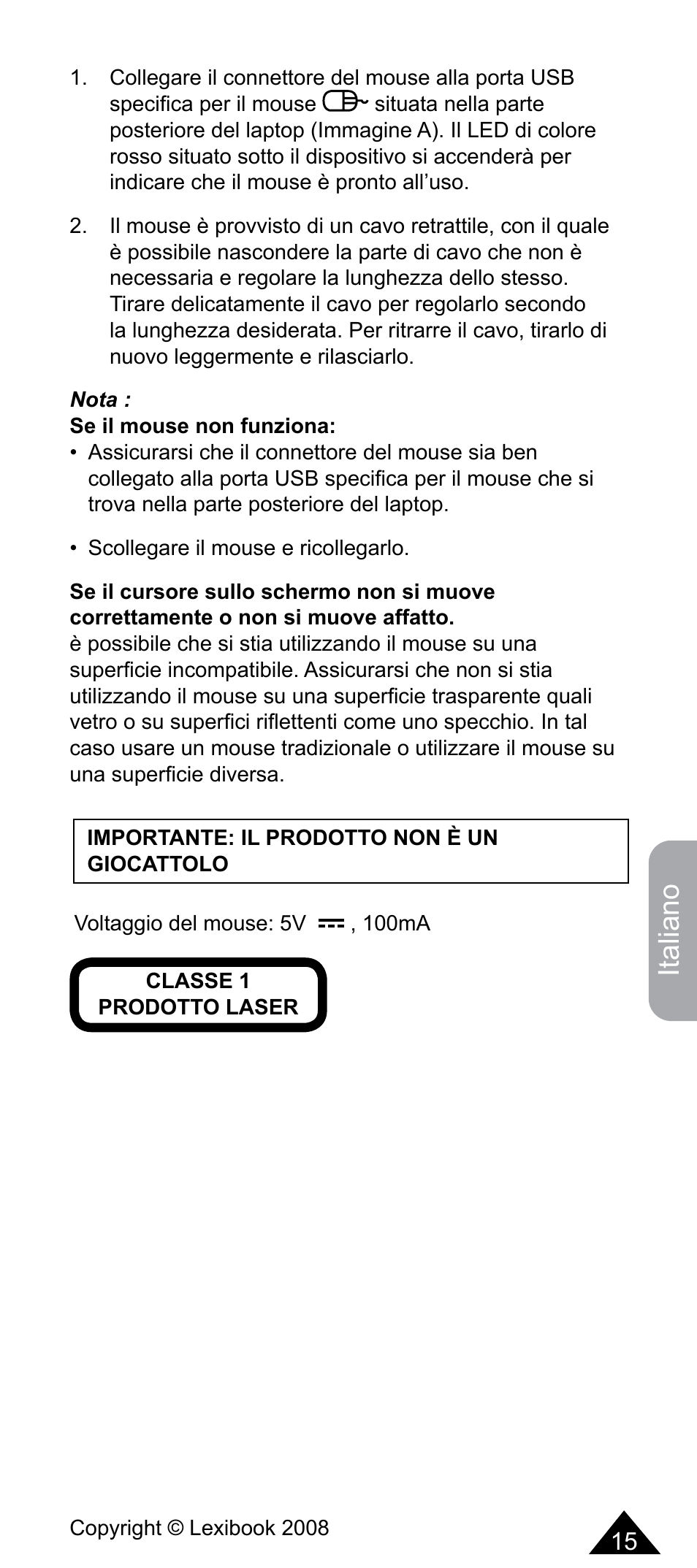 Italiano | Lexibook MFA10 User Manual | Page 15 / 22