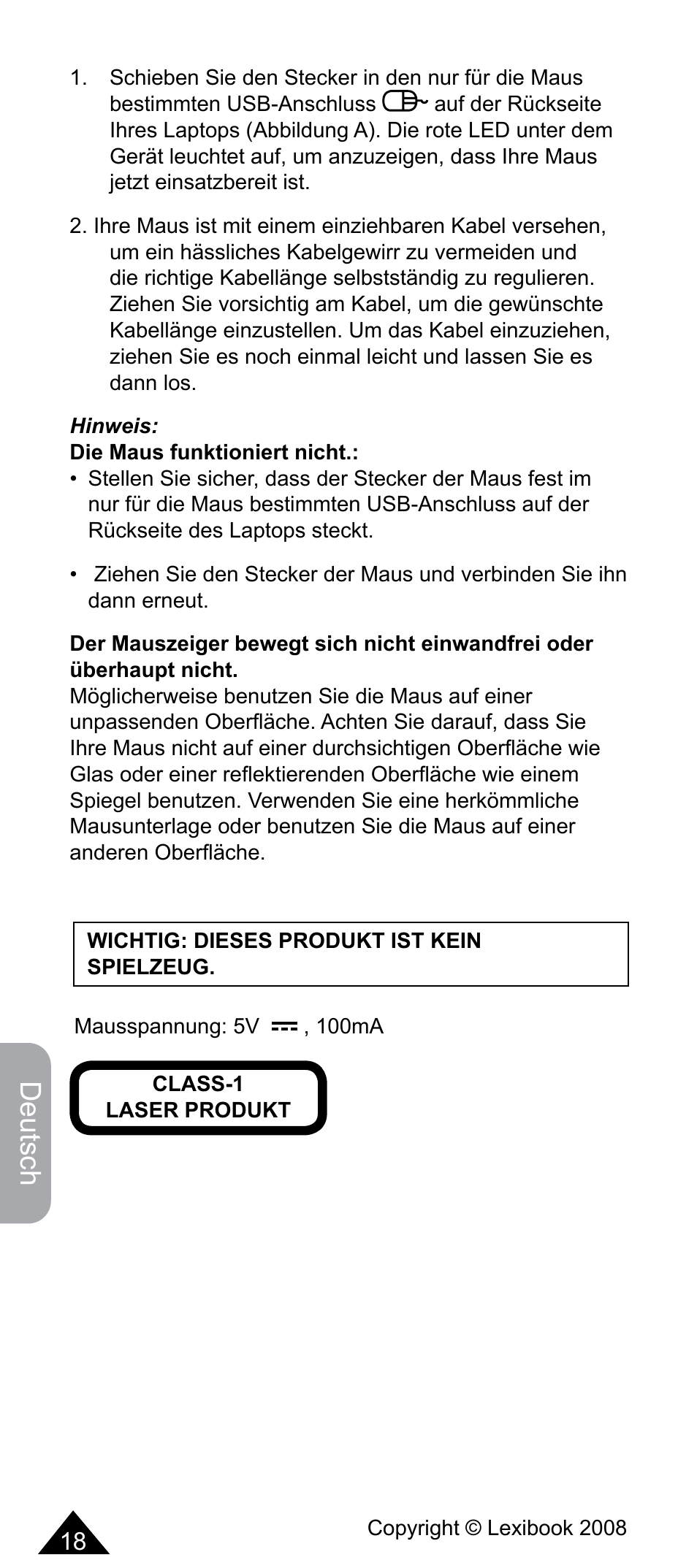 Deutsch | Lexibook MFA10 User Manual | Page 18 / 22