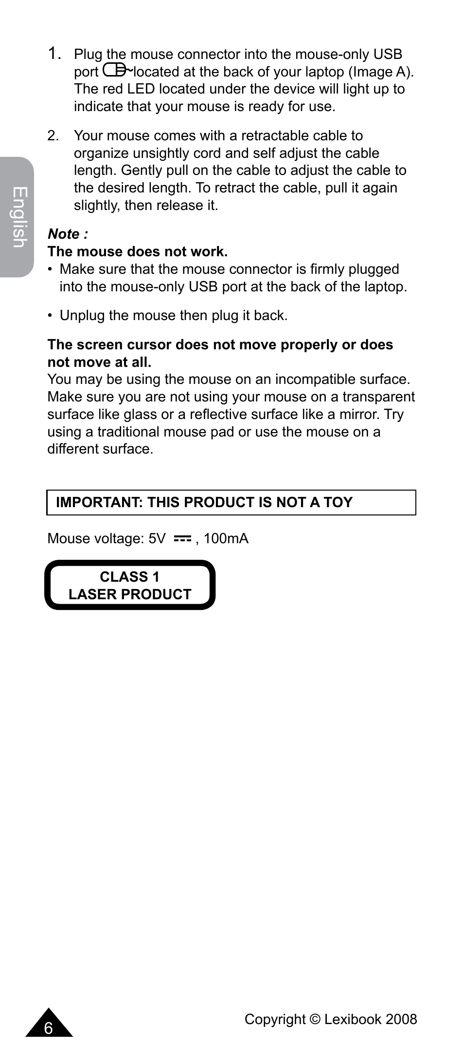 English | Lexibook MFA10 User Manual | Page 6 / 22