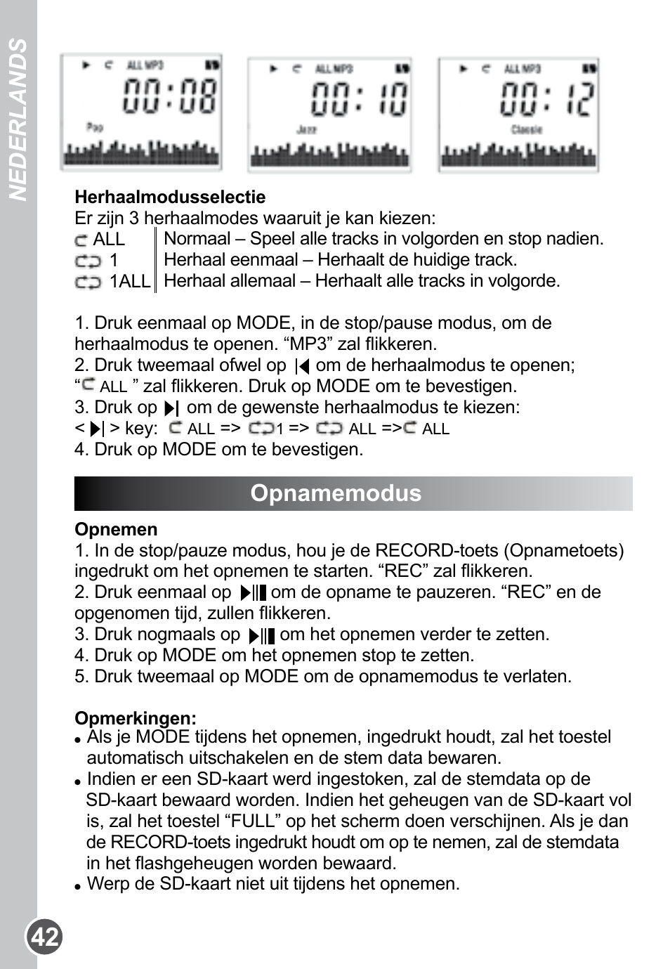 Nederlands | Lexibook DMP61HSM User Manual | Page 42 / 44