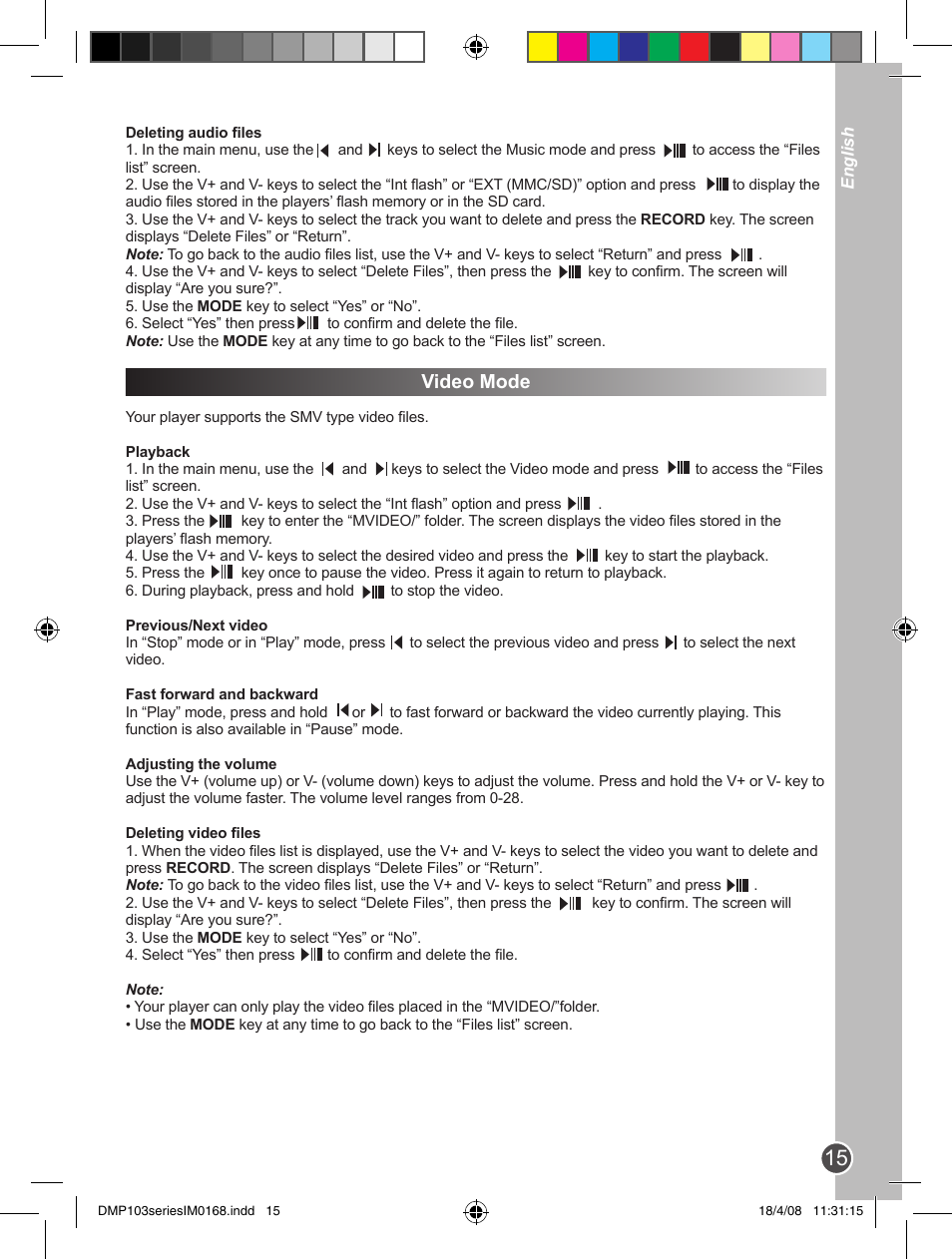 Video mode | Lexibook DMP103SP User Manual | Page 15 / 66