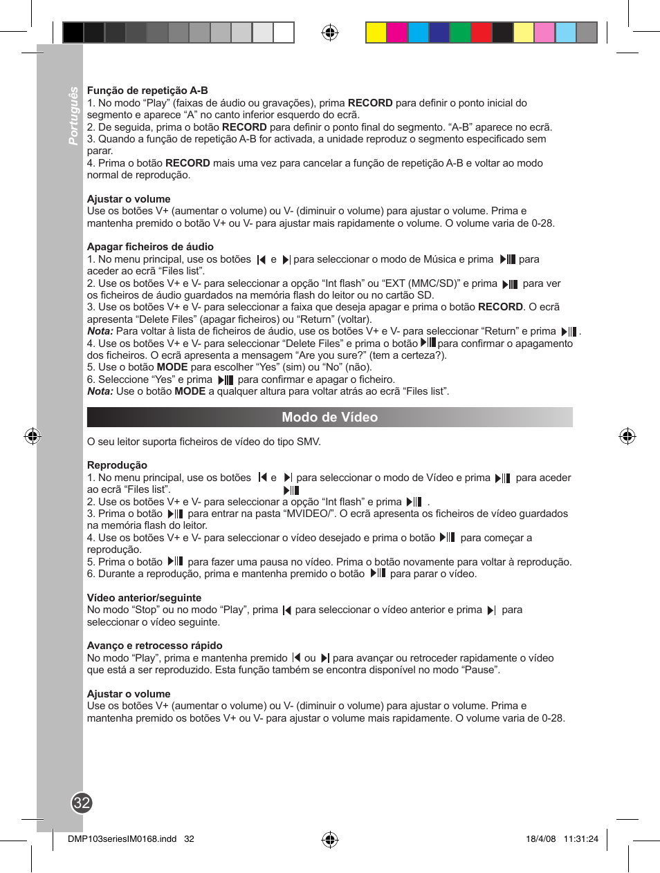 Modo de vídeo | Lexibook DMP103SP User Manual | Page 32 / 66