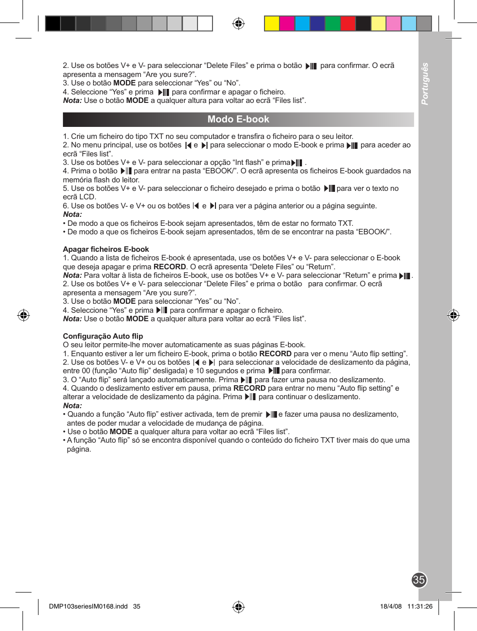 Modo e-book | Lexibook DMP103SP User Manual | Page 35 / 66