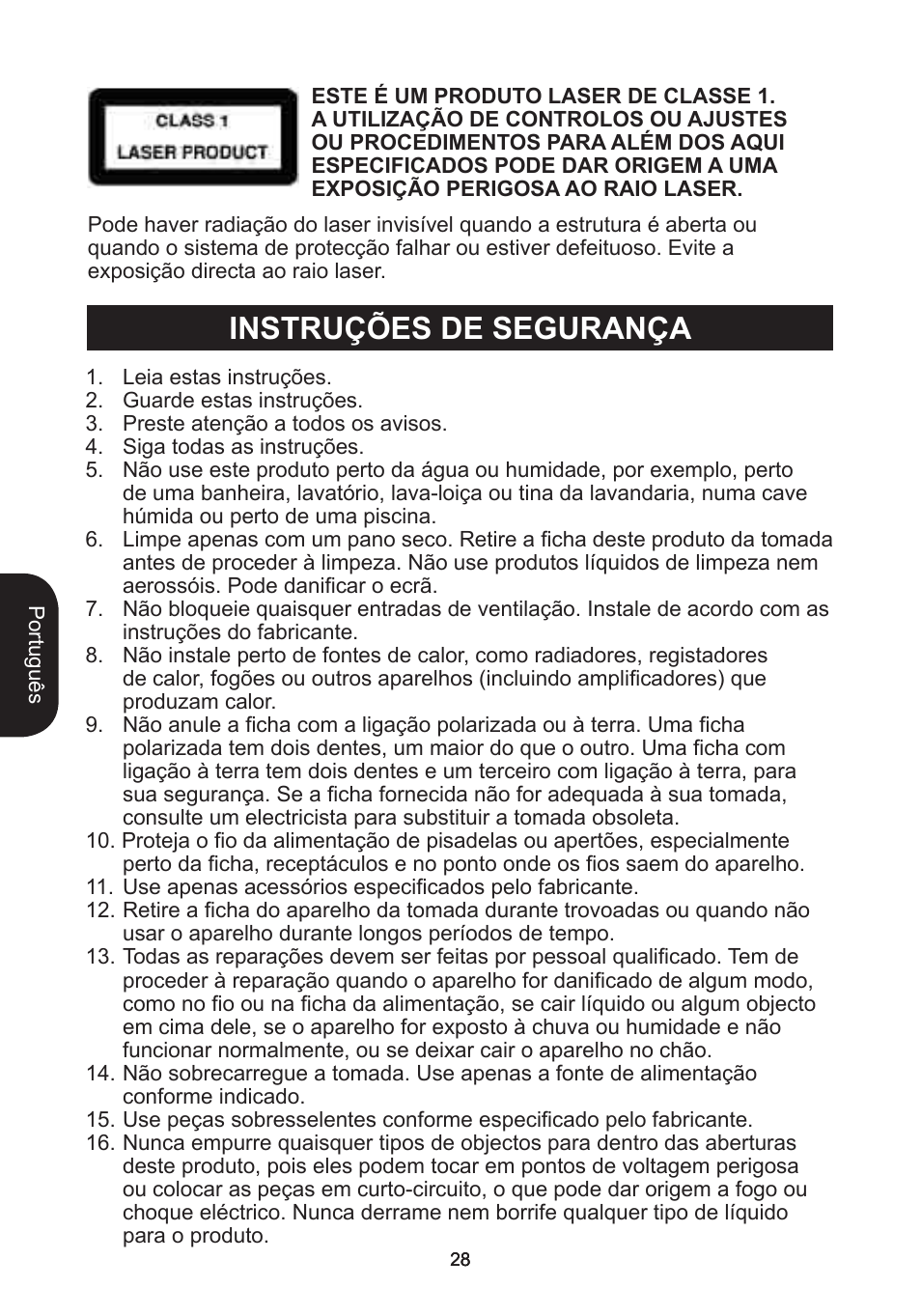 Instruções de segurança | Lexibook RCD102TF User Manual | Page 28 / 60