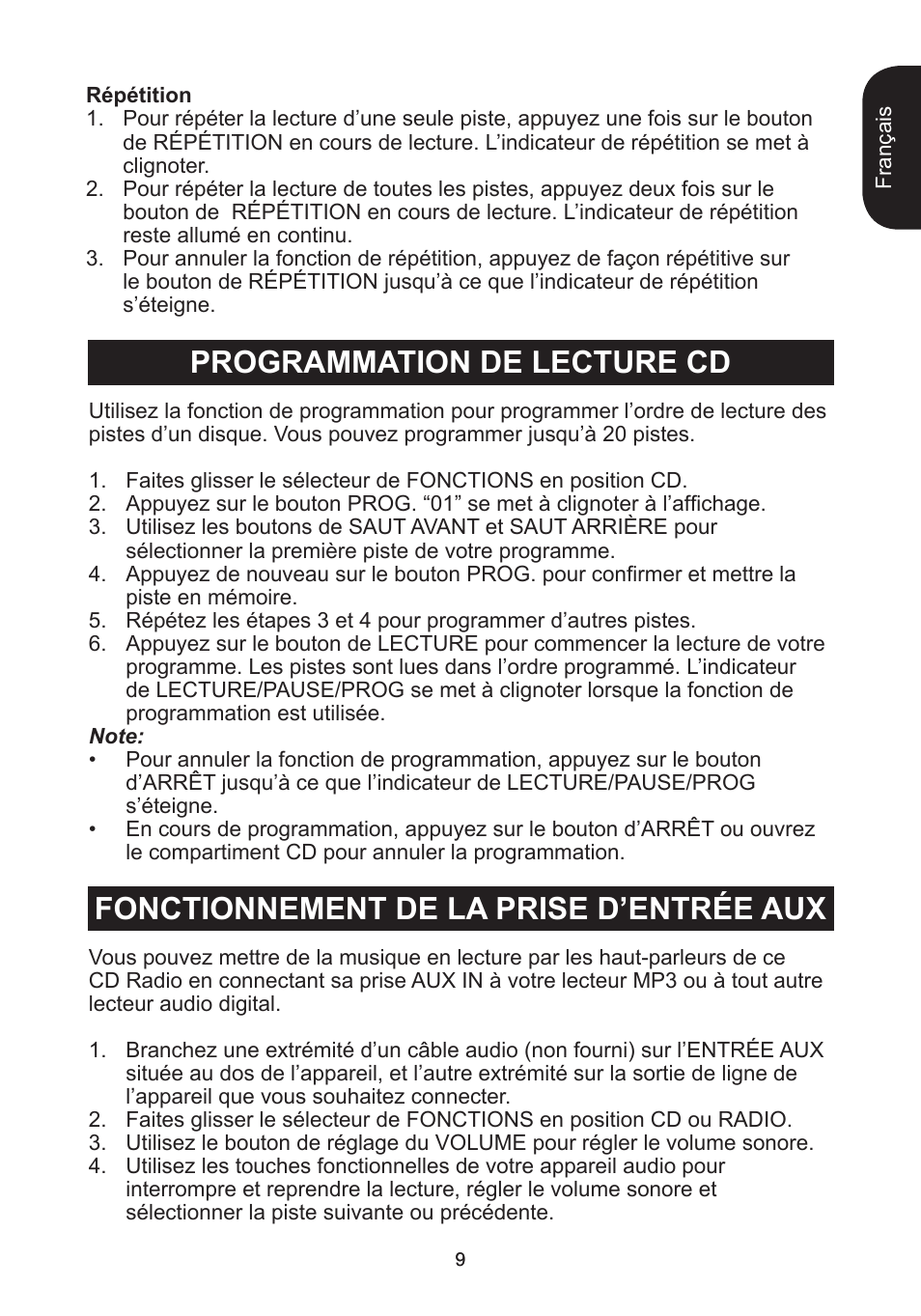 Lexibook RCD102TF User Manual | Page 9 / 60