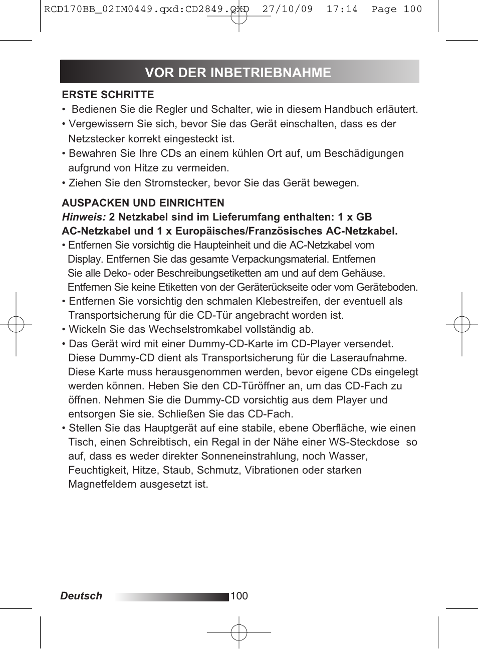 Vor der inbetriebnahme | Lexibook RCD170BB User Manual | Page 100 / 134