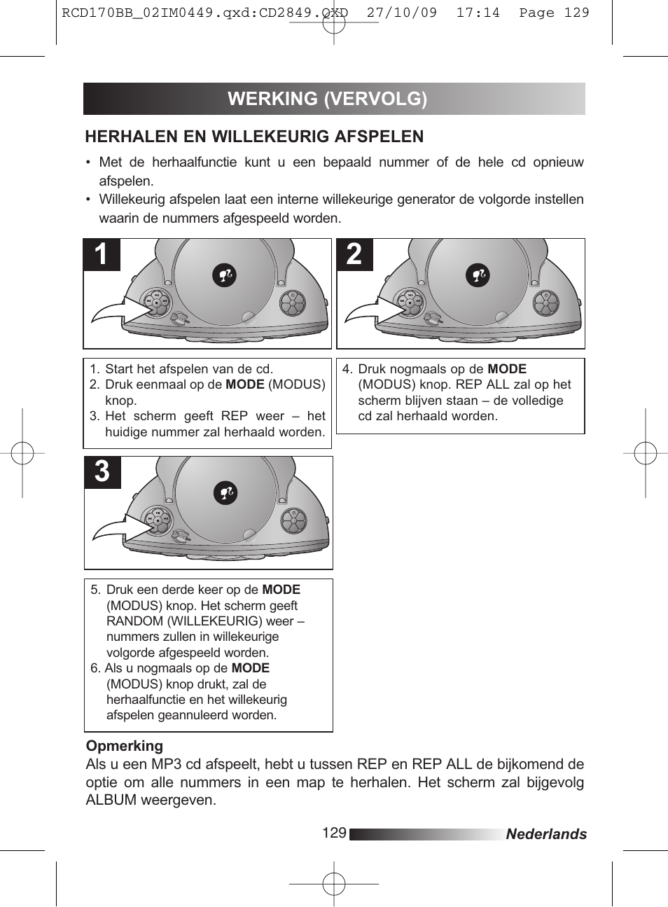 Werking (vervolg) | Lexibook RCD170BB User Manual | Page 129 / 134