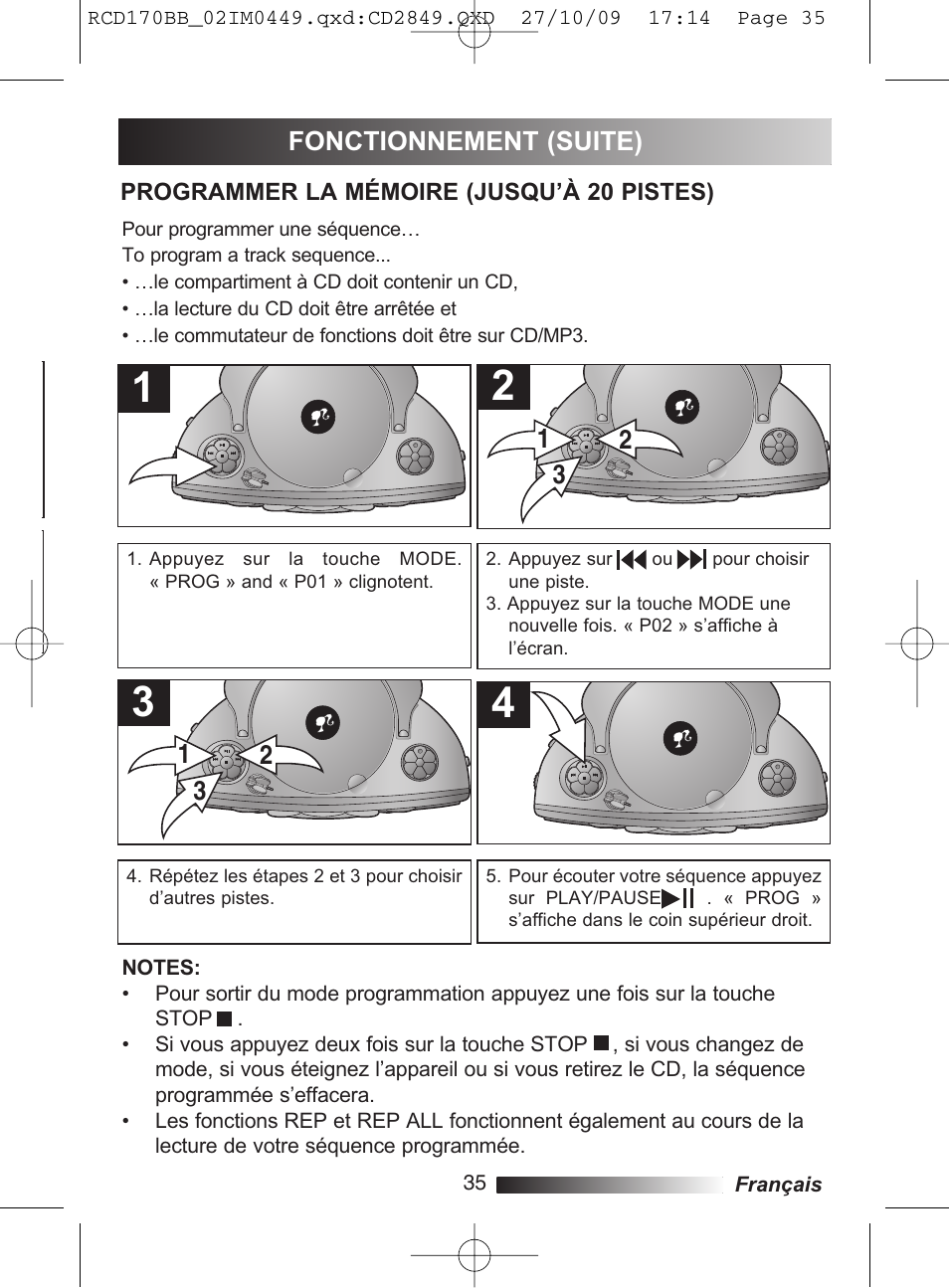 Fonctionnement (suite) | Lexibook RCD170BB User Manual | Page 35 / 134