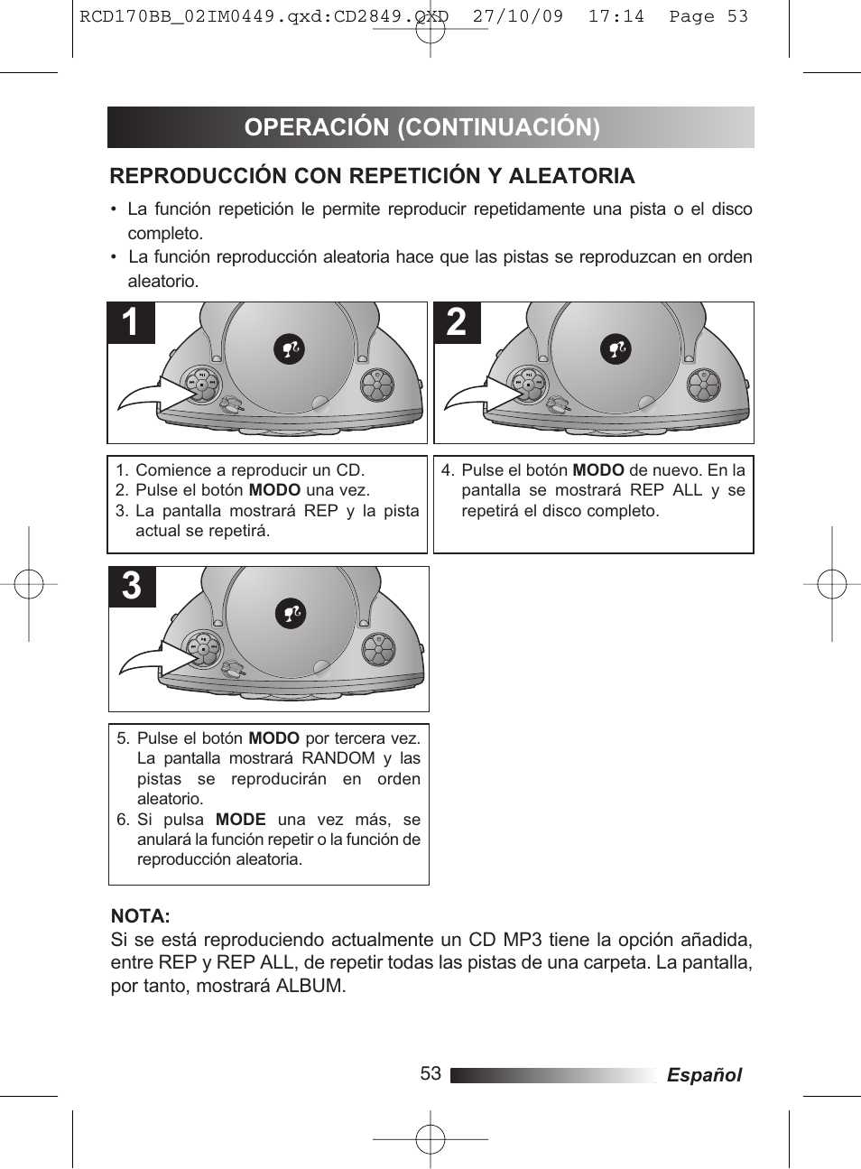 Operación (continuación) | Lexibook RCD170BB User Manual | Page 53 / 134