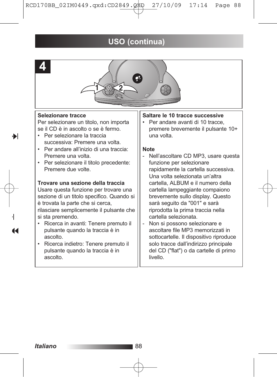 Uso (continua) | Lexibook RCD170BB User Manual | Page 88 / 134