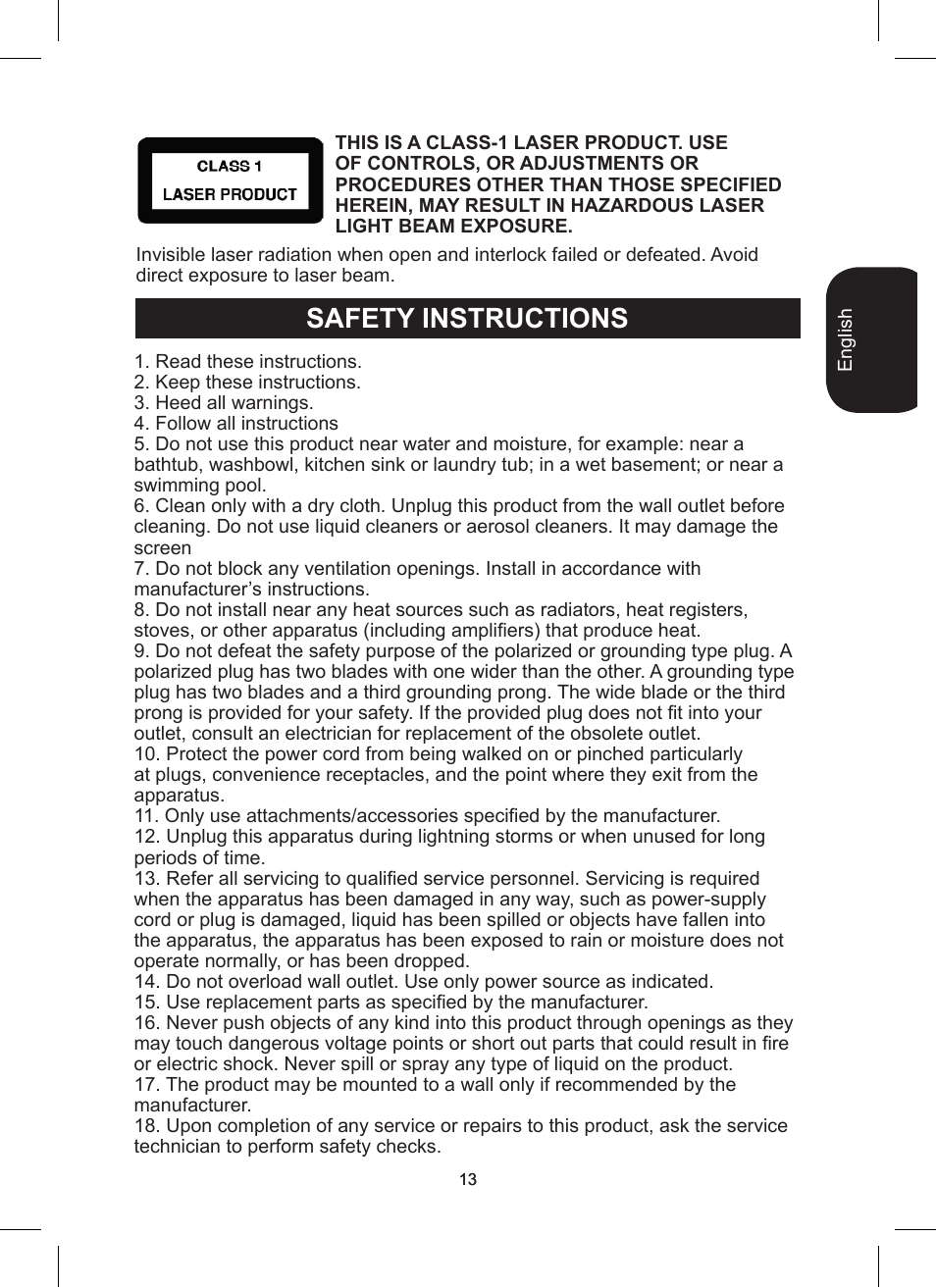 Safety instructions | Lexibook RCD200TS User Manual | Page 13 / 54