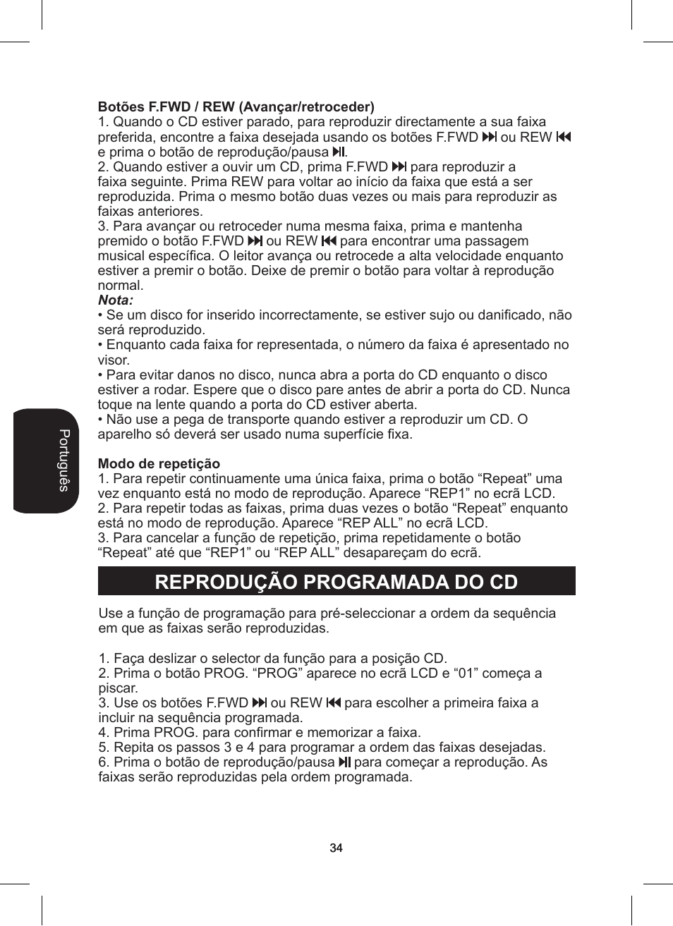 Reprodução programada do cd | Lexibook RCD200TS User Manual | Page 34 / 54