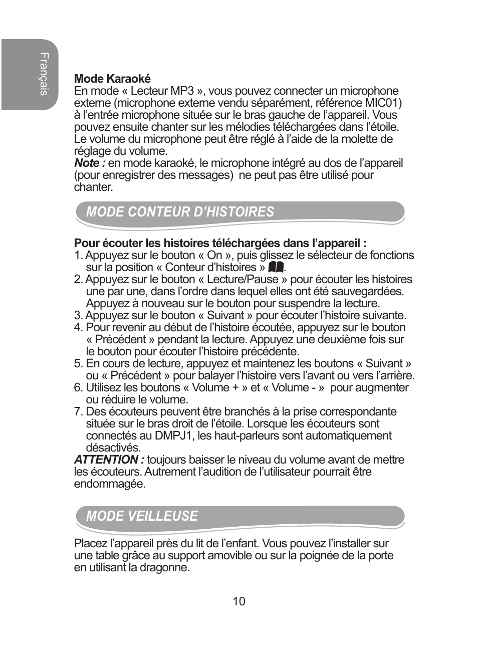 Lexibook DMPJ1 User Manual | Page 10 / 66