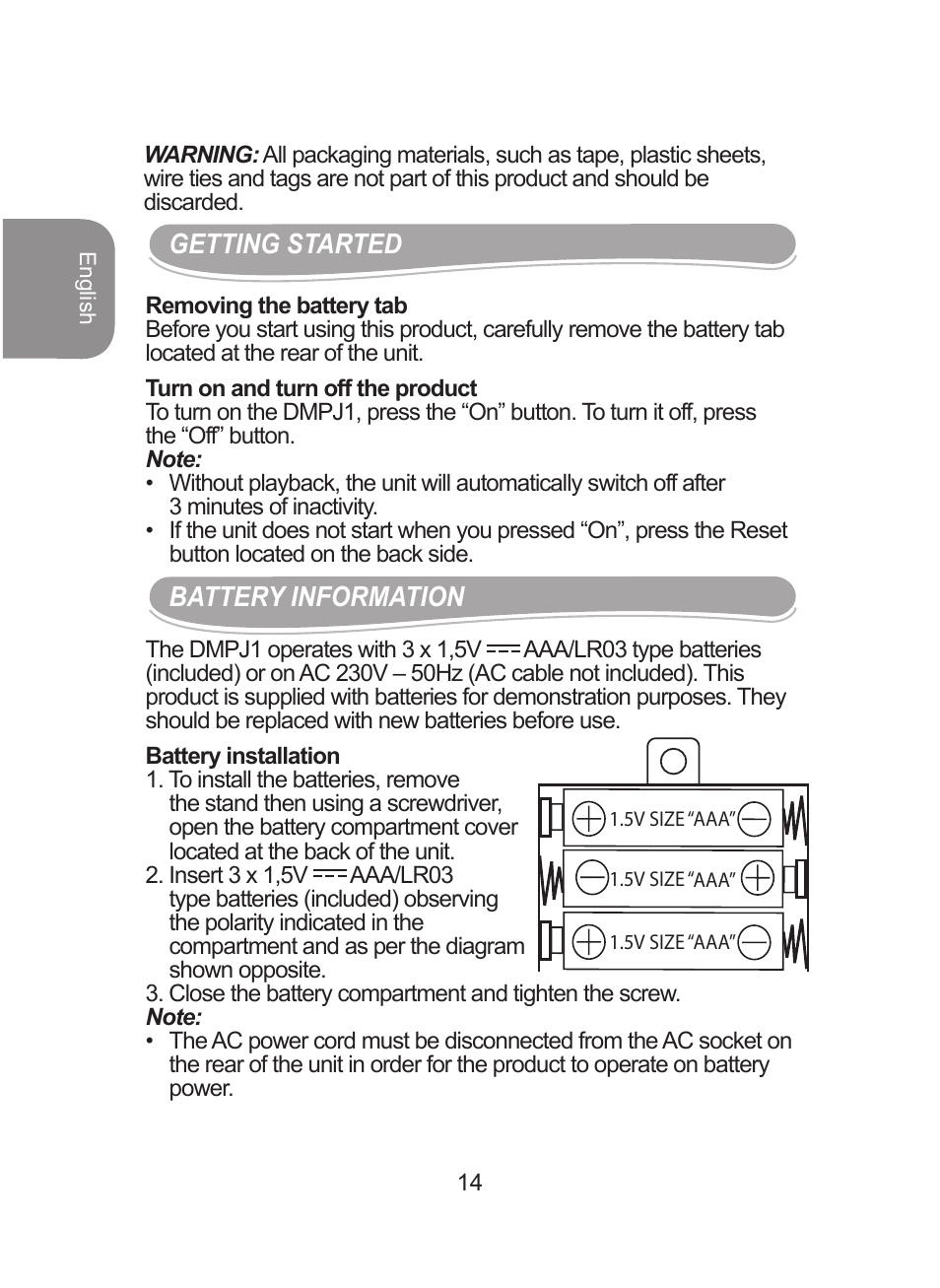 Lexibook DMPJ1 User Manual | Page 14 / 66