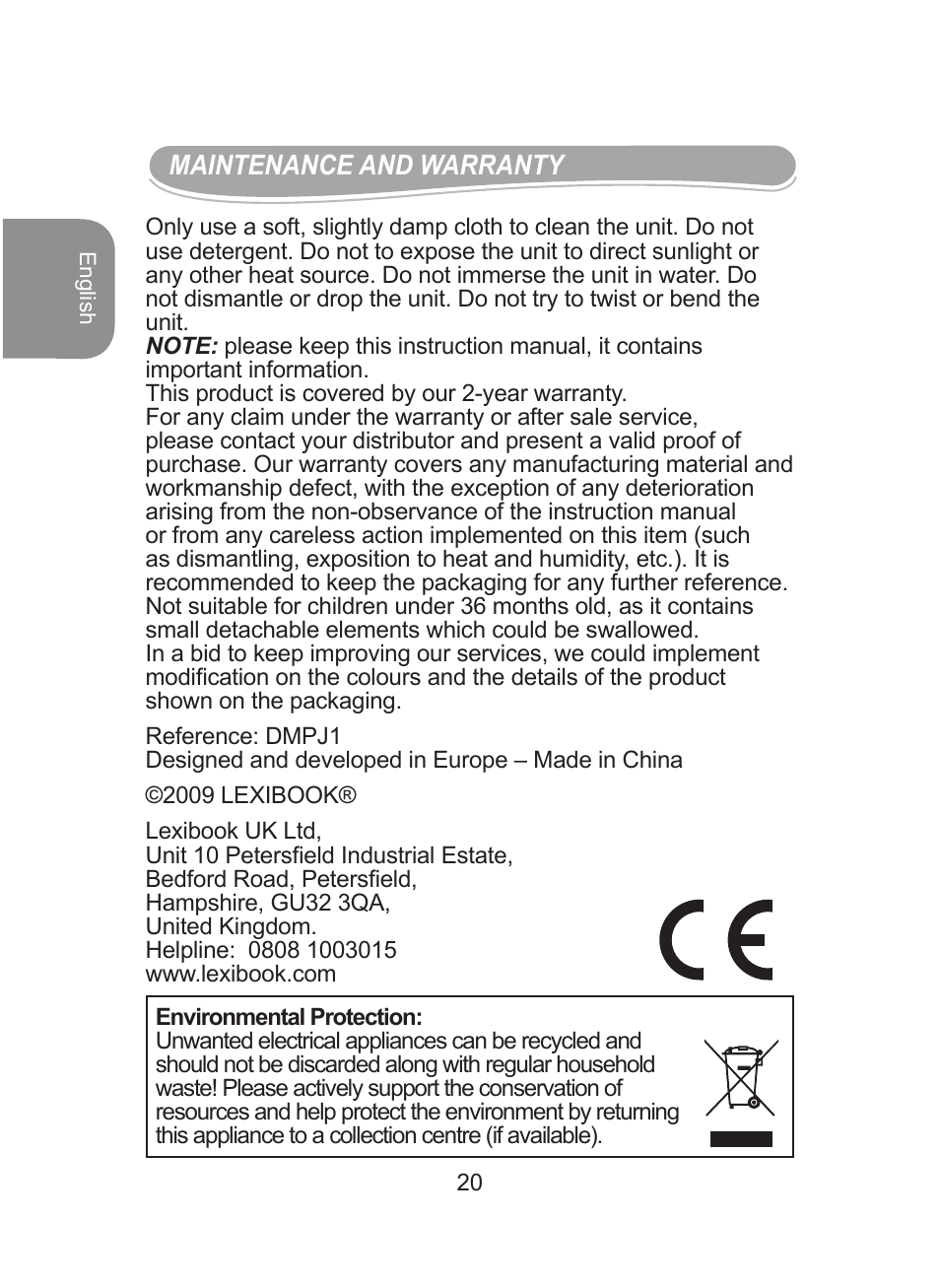 Lexibook DMPJ1 User Manual | Page 20 / 66