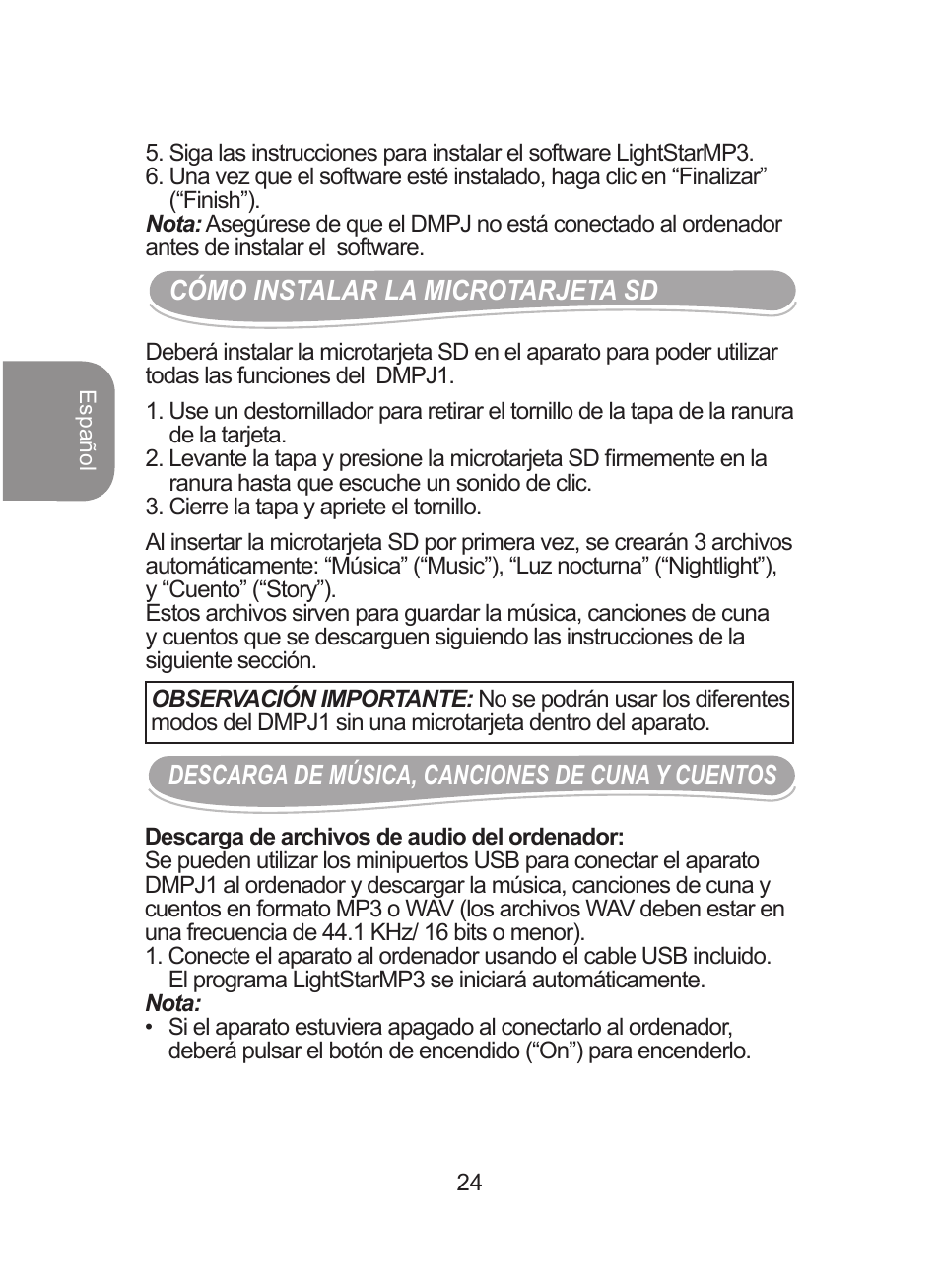 Lexibook DMPJ1 User Manual | Page 24 / 66