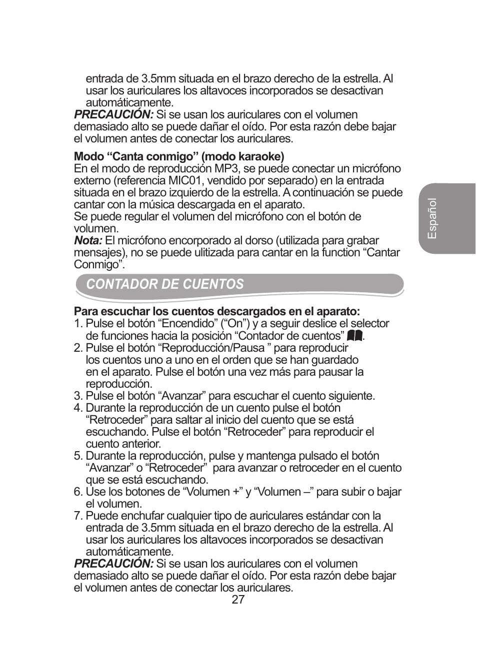 Lexibook DMPJ1 User Manual | Page 27 / 66